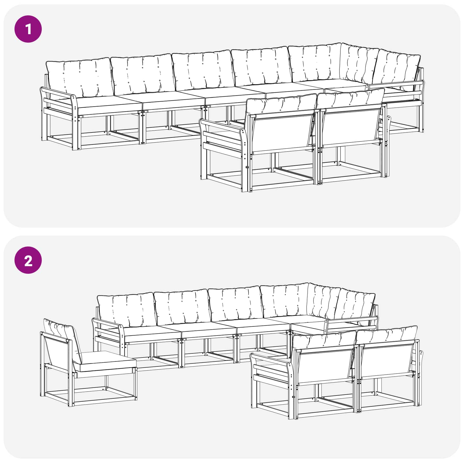 Set vanjskih sofa s jastukom 8 pcs Bijela i krem