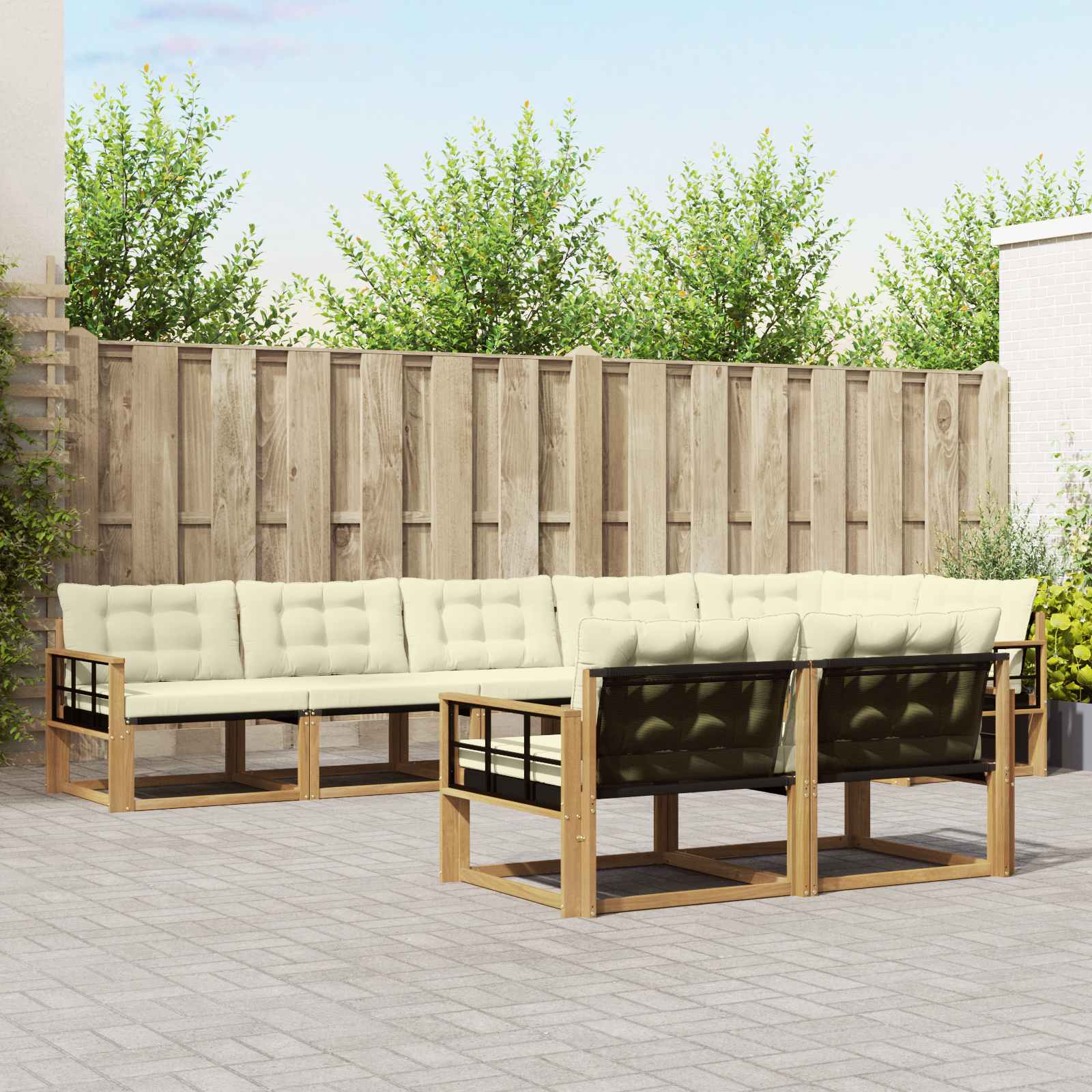Set vanjskih sofa s jastukom 8 pcs Bijela i krem