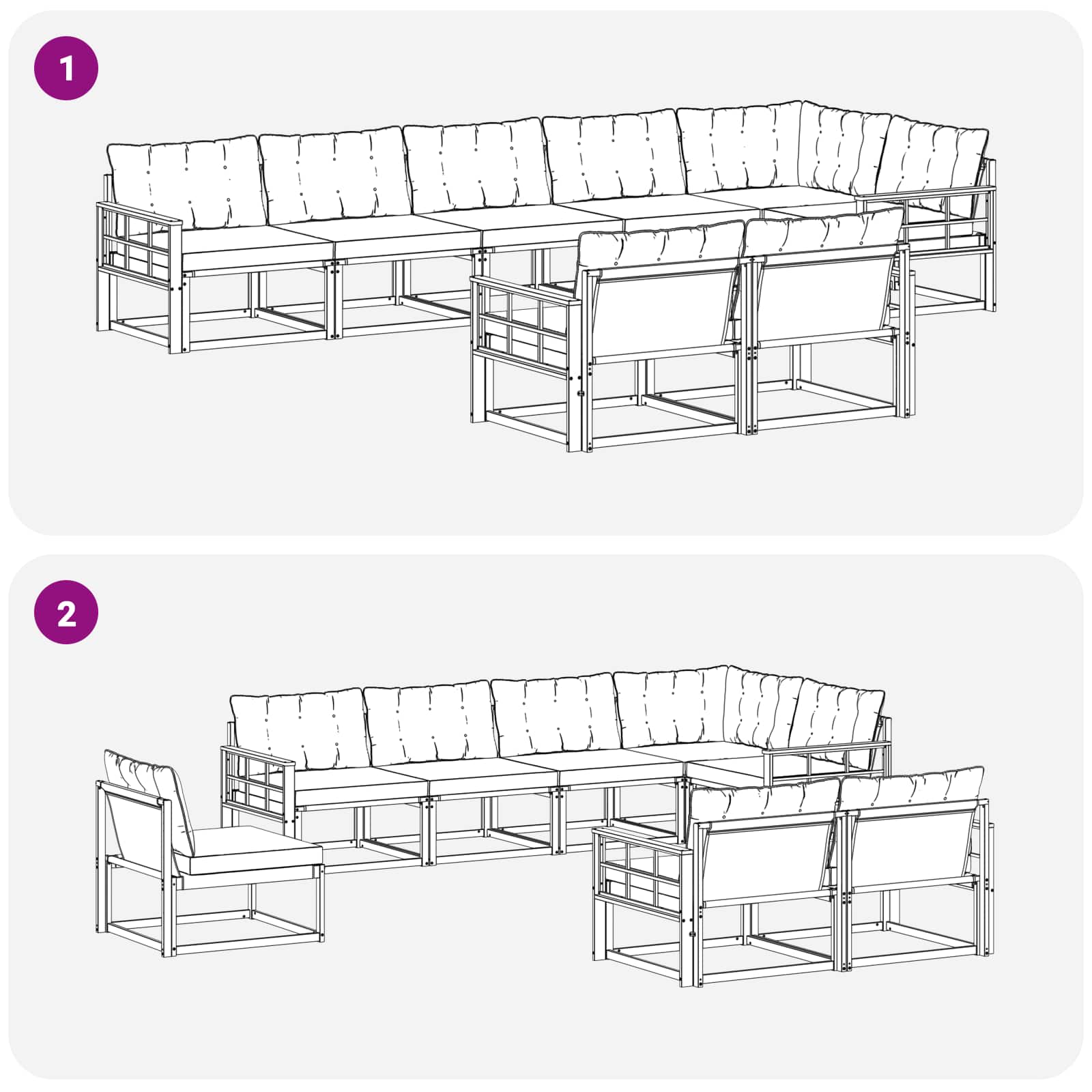 Set vanjskih sofa s jastukom 8 pcs Bijela i svjetlosiva
