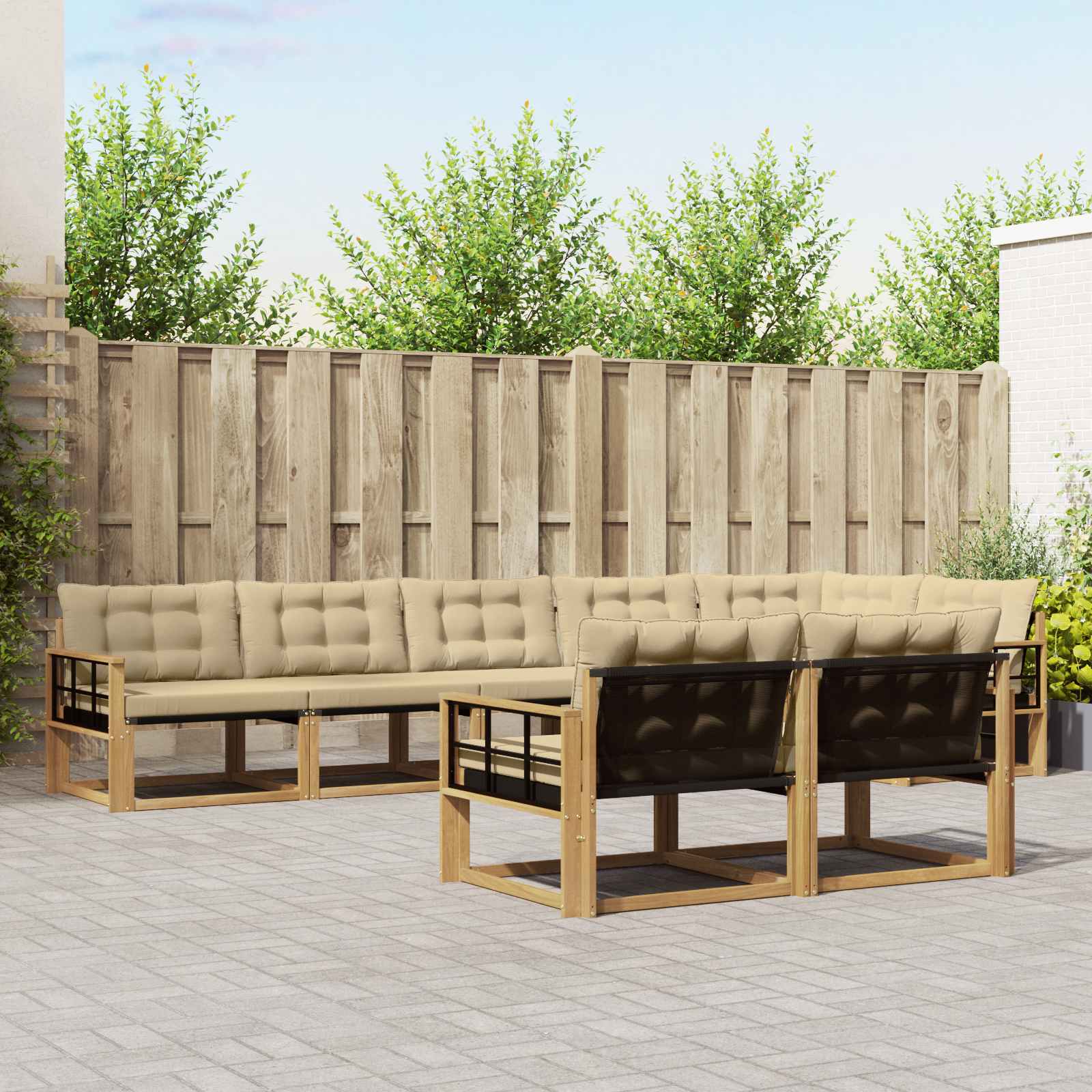 Set vanjskih sofa s jastukom 8 pcs Bijela i bež
