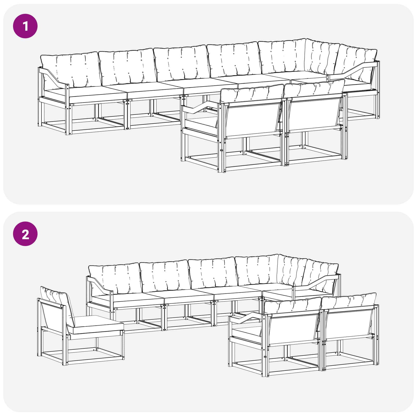 Set vanjskih sofa s jastukom 8 pcs Bijela i krem