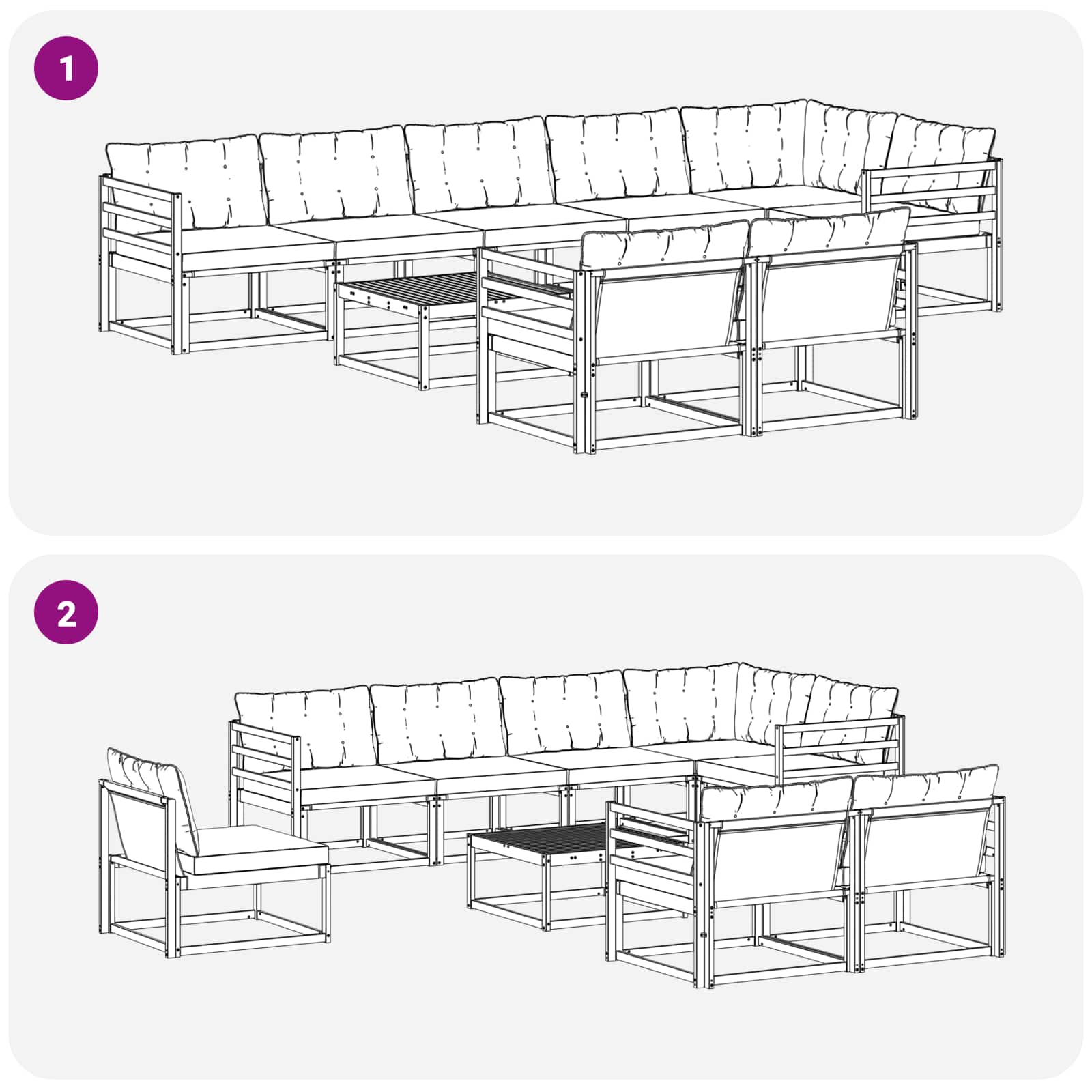 Set vanjskih sofa 9 pcs Bijela i bež 79 x 79 x 37 cm