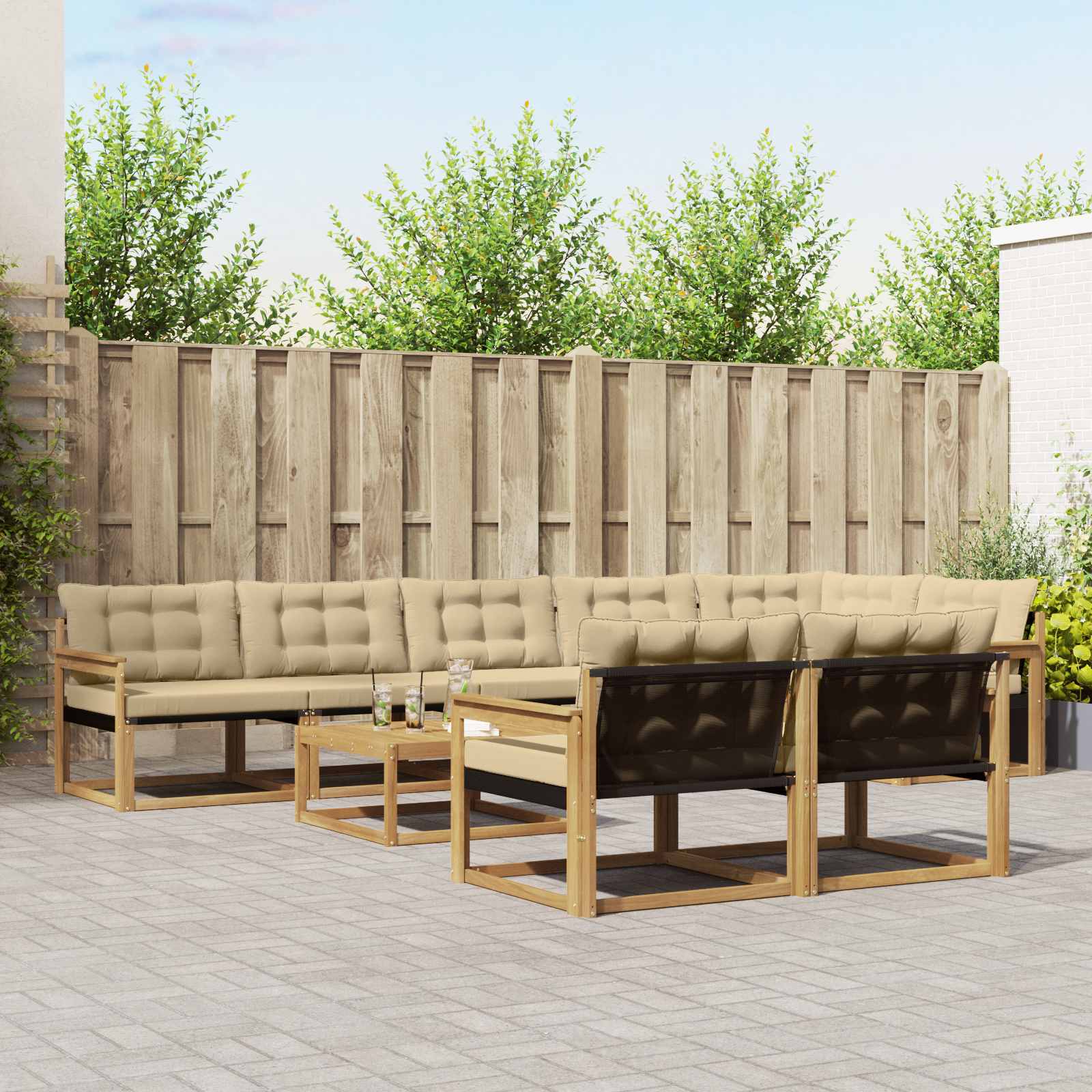 Set vanjskih sofa 9 pcs Bijela i bež 79 x 79 x 37 cm