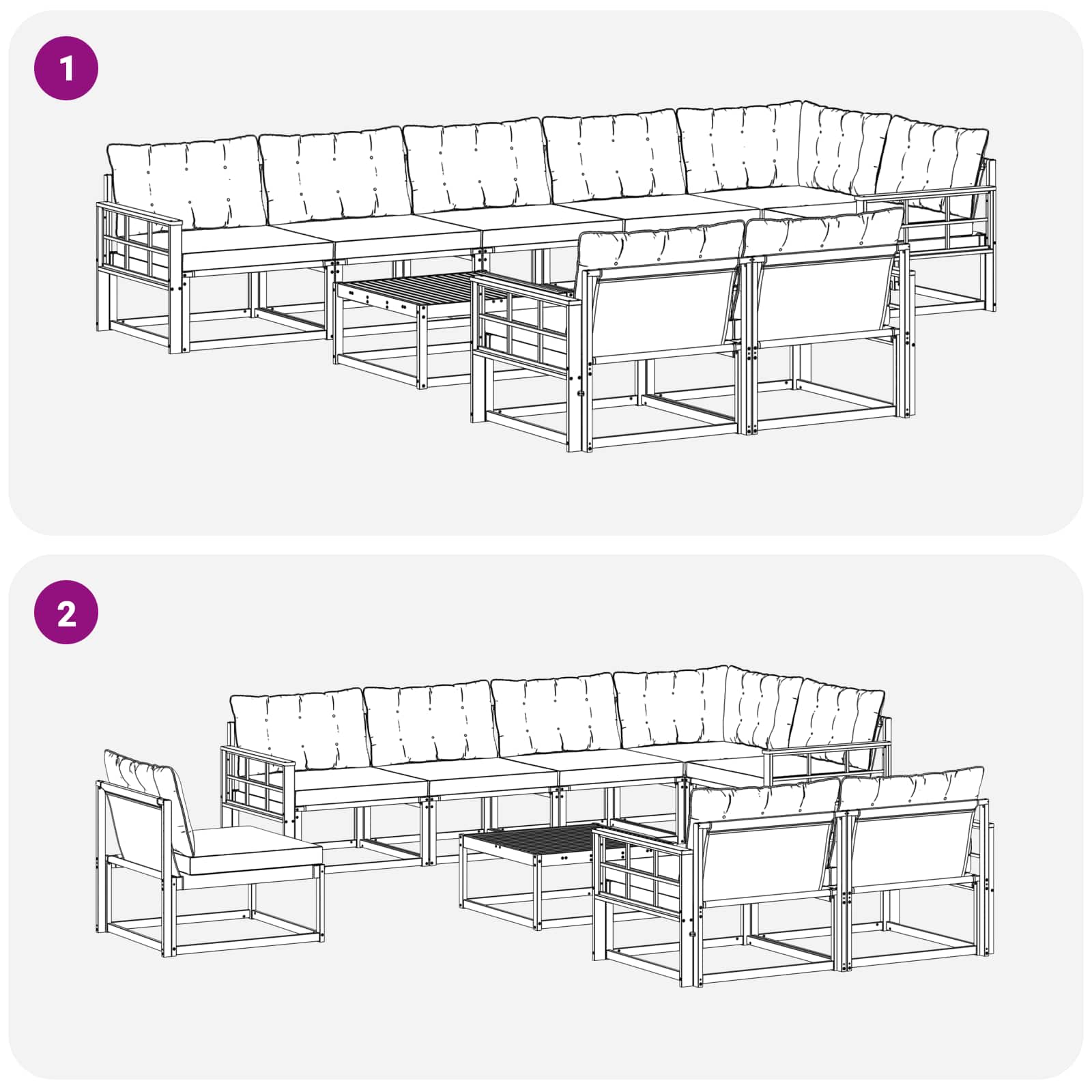 Set vanjskih sofa 9 pcs Bijela i krem 79 x 79 x 37 cm