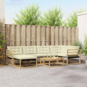 Set vanjskih sofa 7 kom. Bijela i krem Čvrsto drvo akacije 79 x 79 x 37 cm