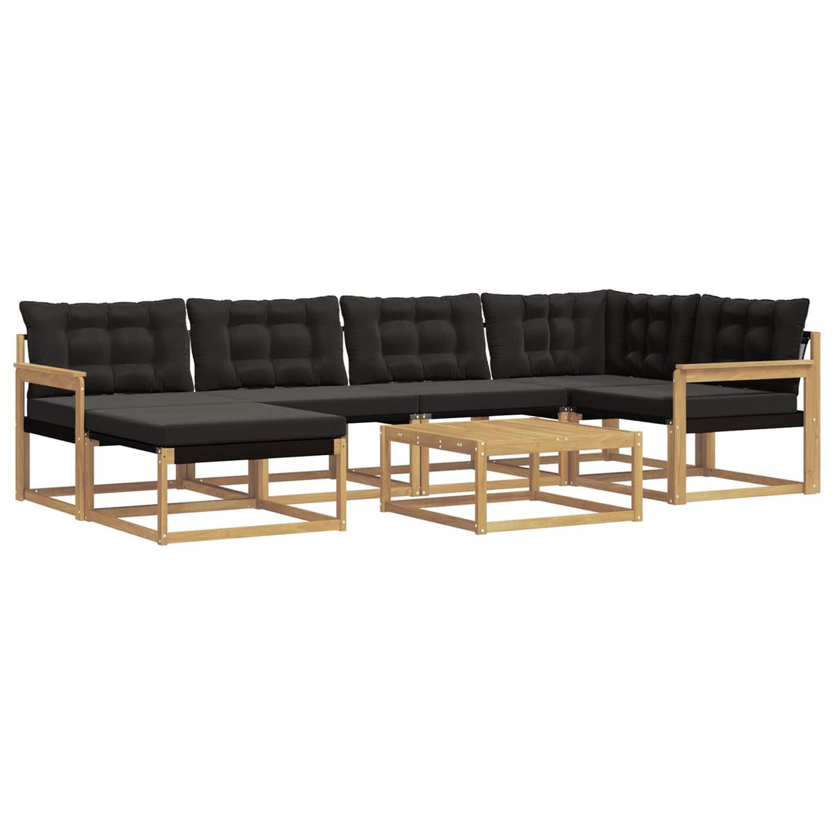 Set vanjskih sofa 7 kom. Bijela i crna Čvrsto drvo akacije