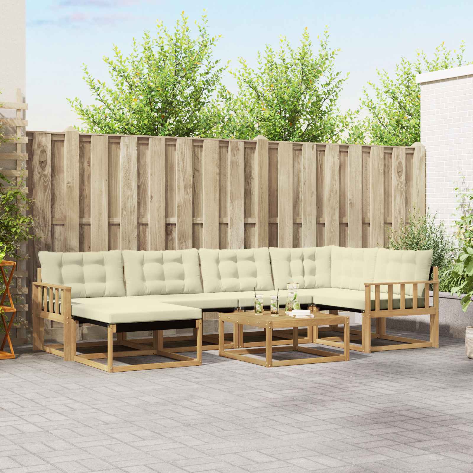 Set vanjskih sofa 7 pcs Bijela i krem 79 x 79 x 37 cm