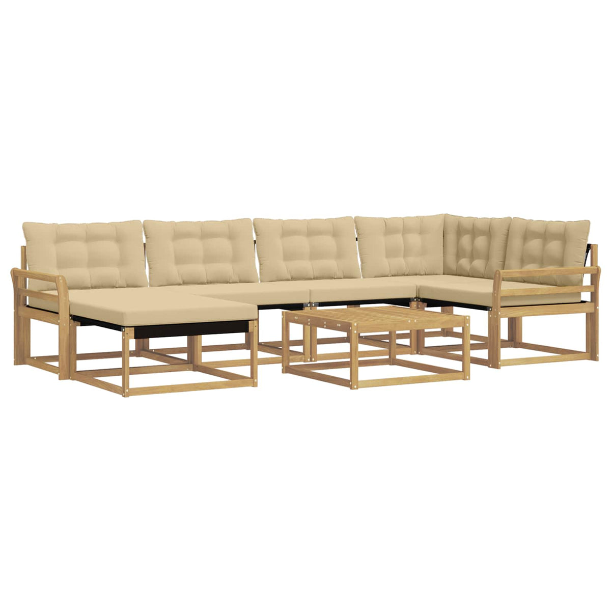 Set vanjskih sofa 7 kom. Bijela i bež Čvrsto drvo akacije