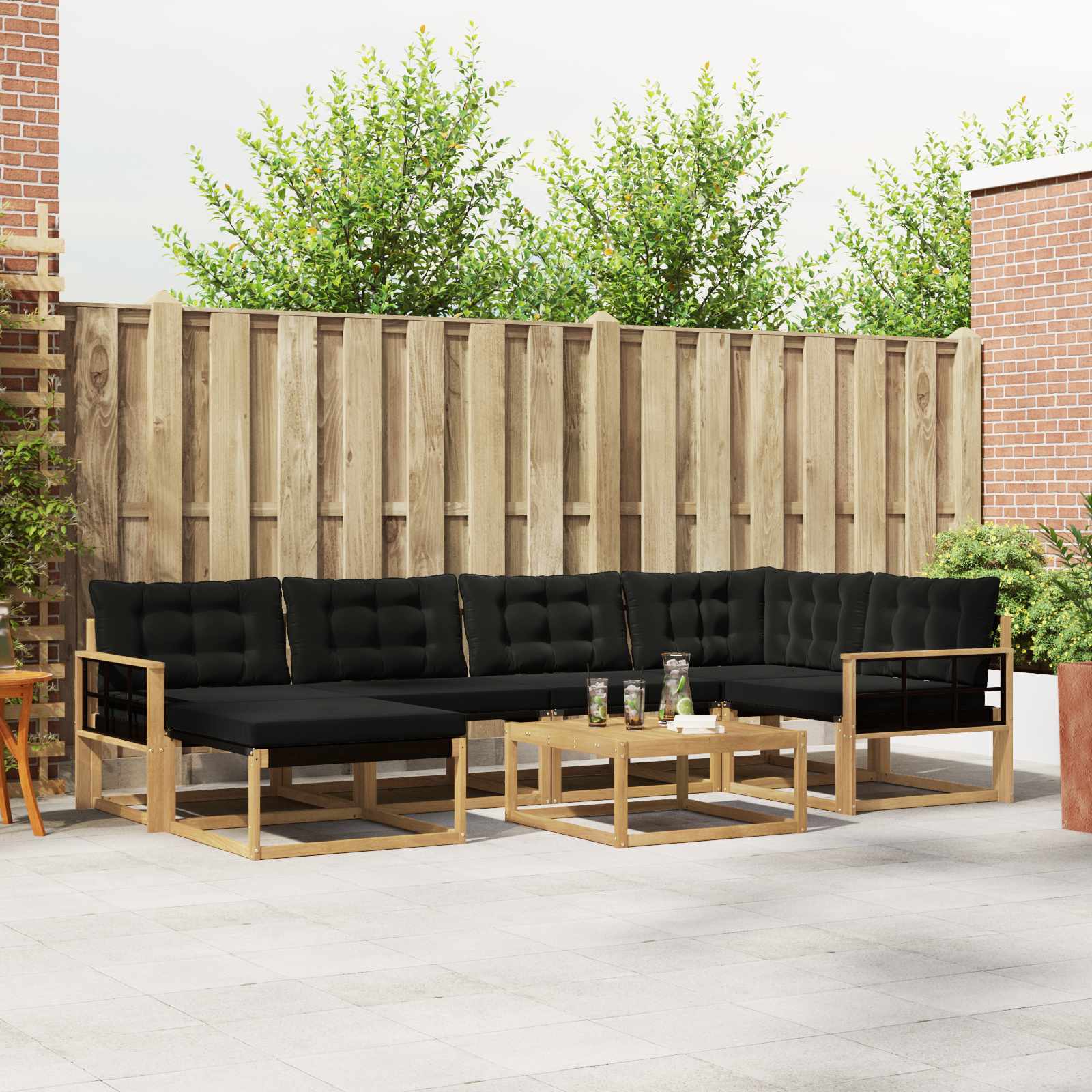Set vanjskih sofa 7 pcs Bijela i crna 79 x 79 x 37 cm