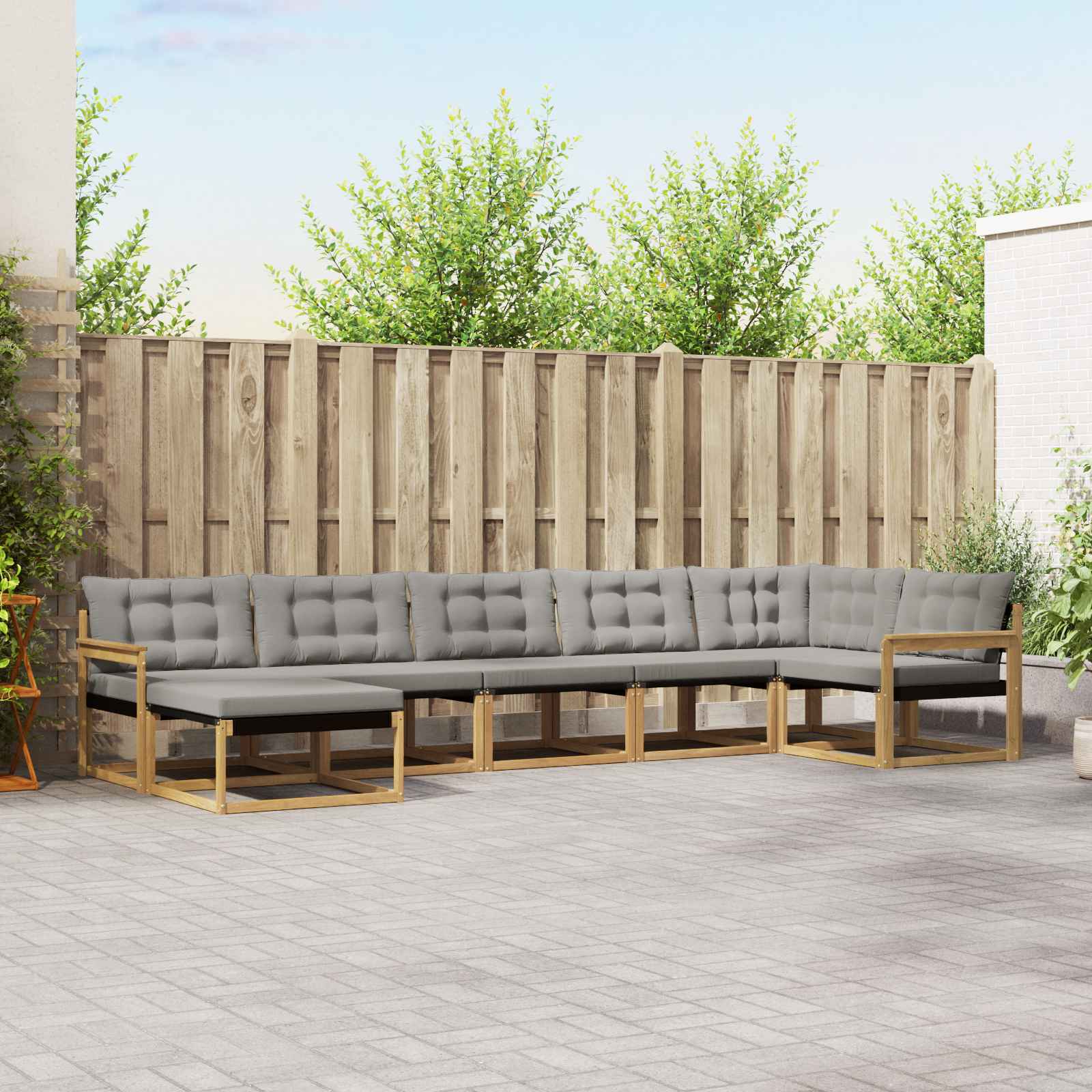Set vanjskih sofa 7 pcs Bijela i svjetlosiva