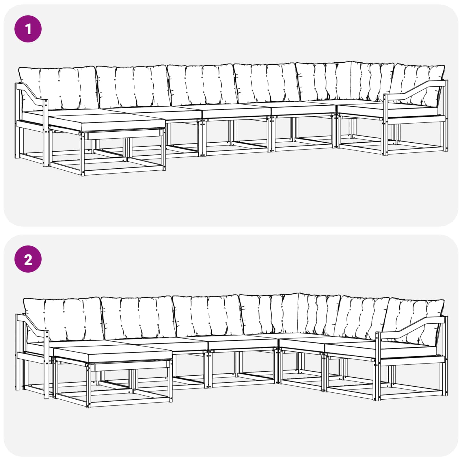 Set vanjskih sofa 7 pcs Bijela i svjetlosiva