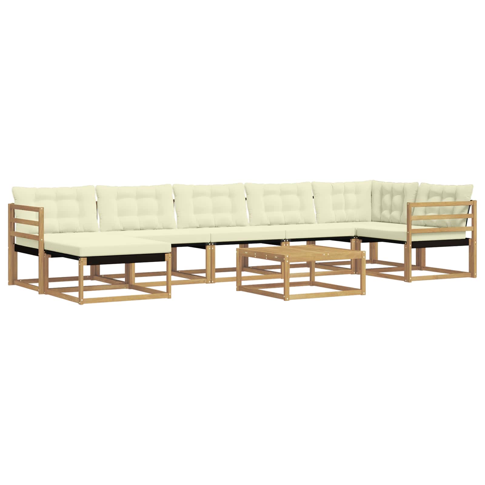Set vanjskih sofa 8 pcs Bijela i krem Čvrsto drvo akacije