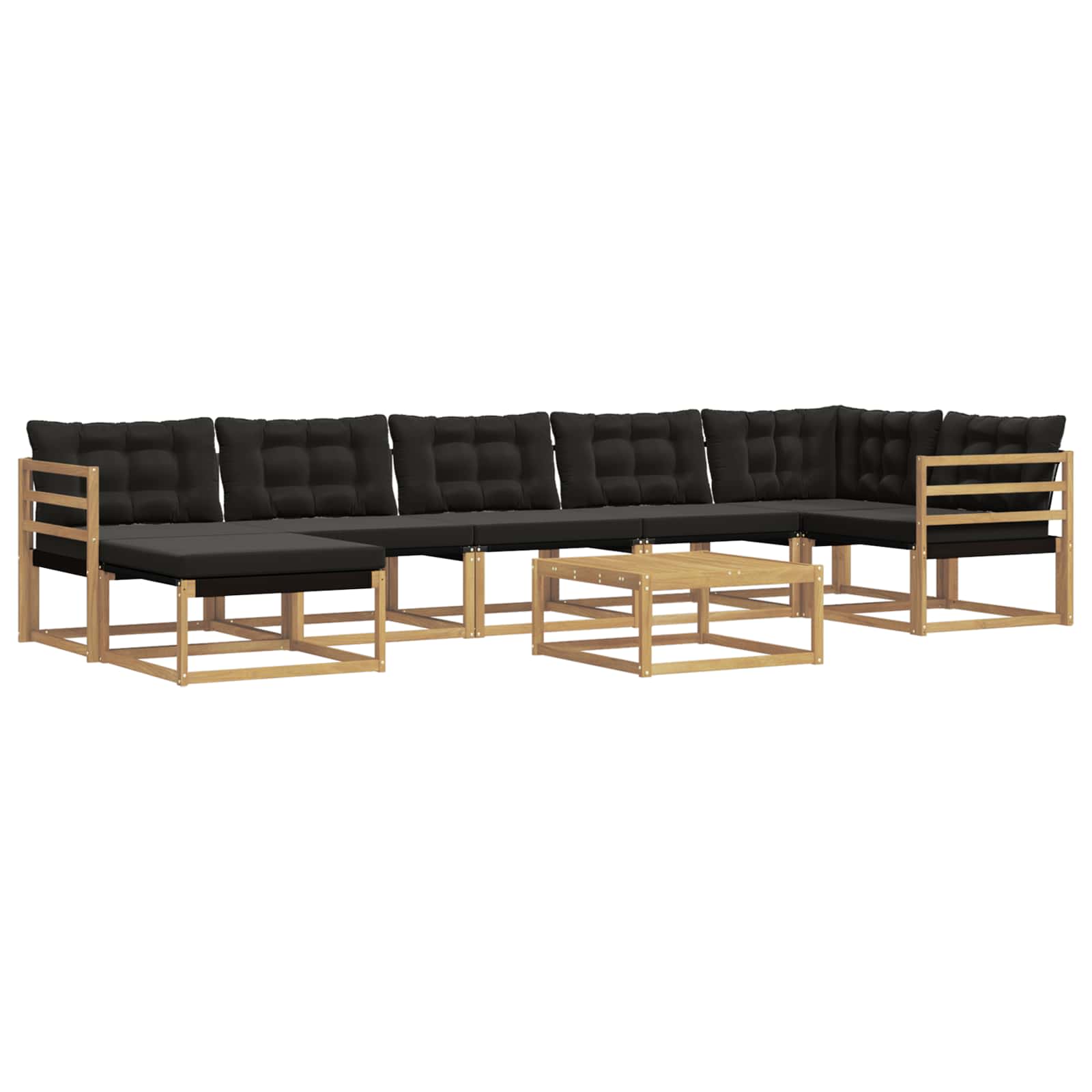 Set vanjskih sofa 8 kom. Bijela i crna Čvrsto drvo akacije
