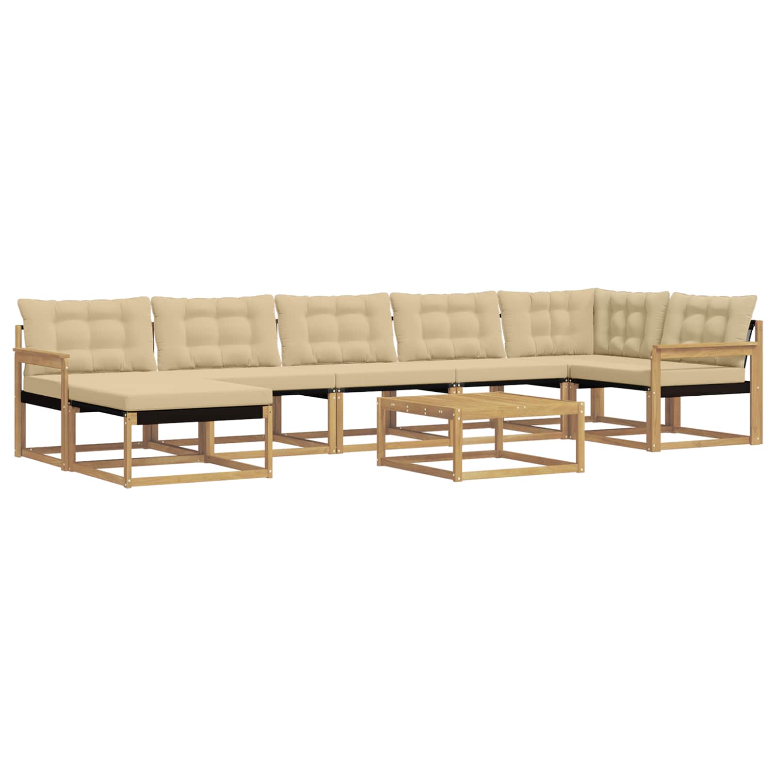 Set vanjskih sofa 8 pcs Bijela i bež Čvrsto drvo akacije
