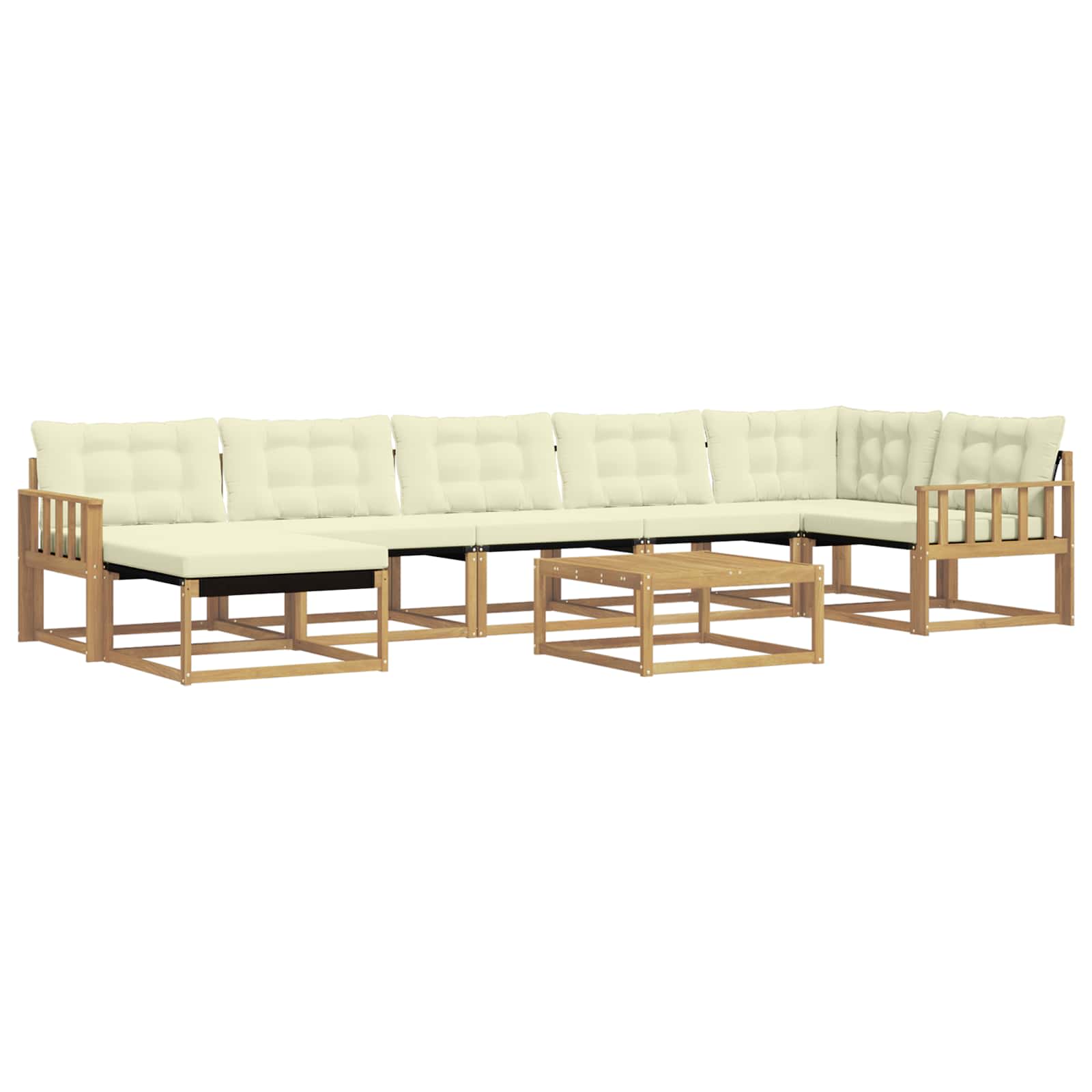 Set vanjskih sofa 8 kom. Bijela i krem Čvrsto drvo akacije