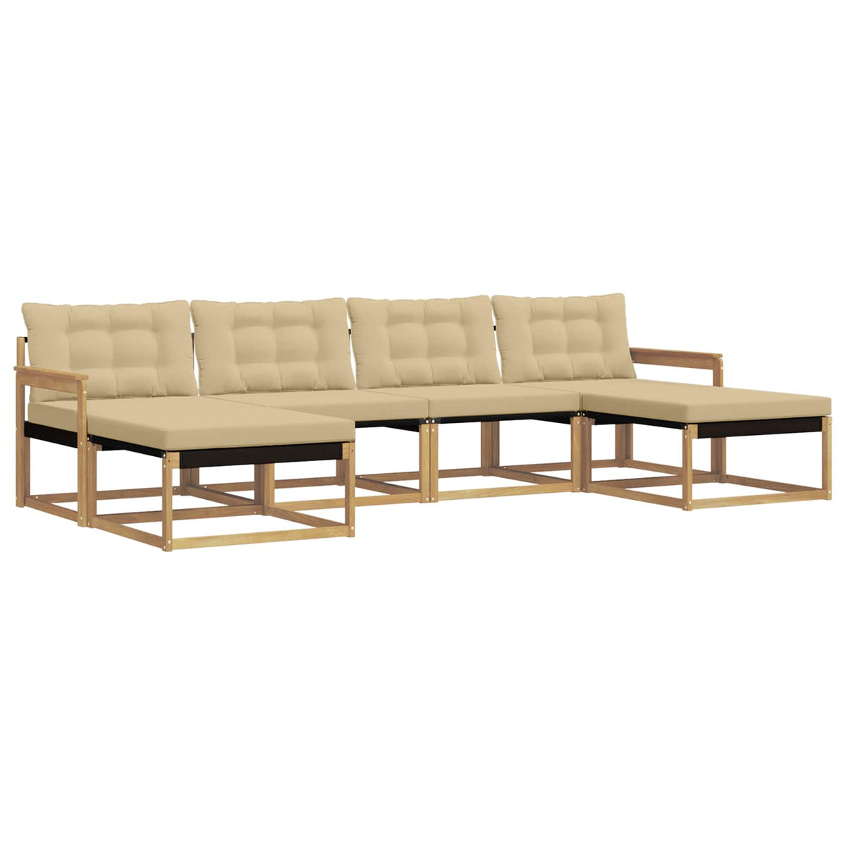 Set vanjskih sofa 6 kom. Bijela i bež Smeđa 329 x 162,5 x 73 cm