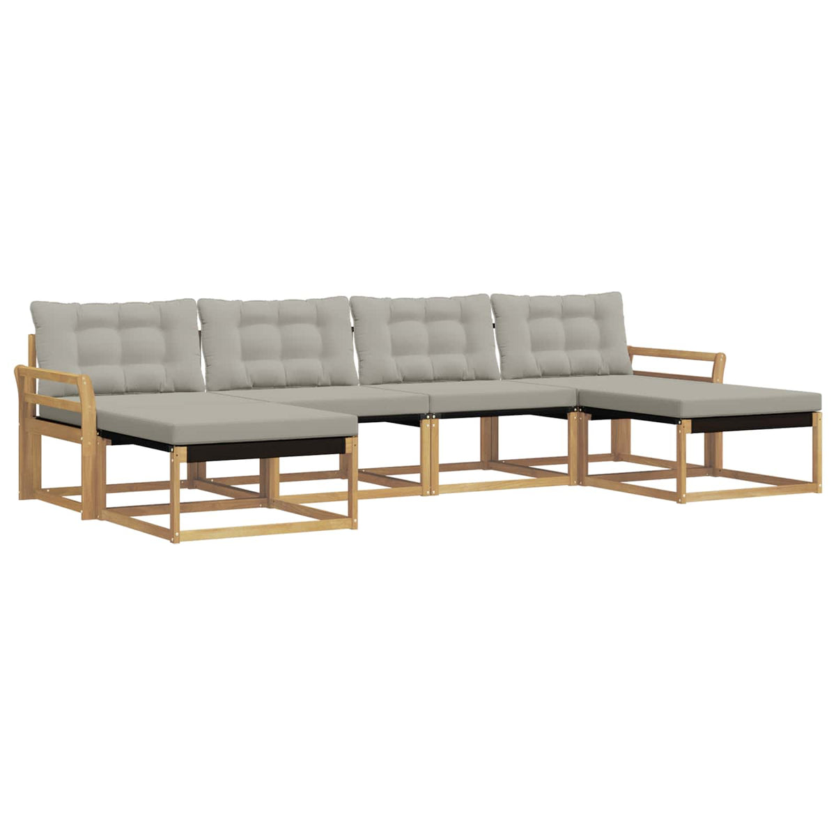 Set vanjskih sofa 6 kom. Bijela i svjetlosiva Smeđa 333 x 162,5 x 73 cm