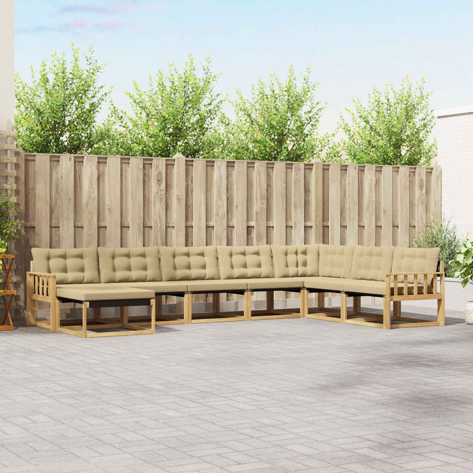 Set vanjskih sofa s jastukom 8 pcs Bijela i bež