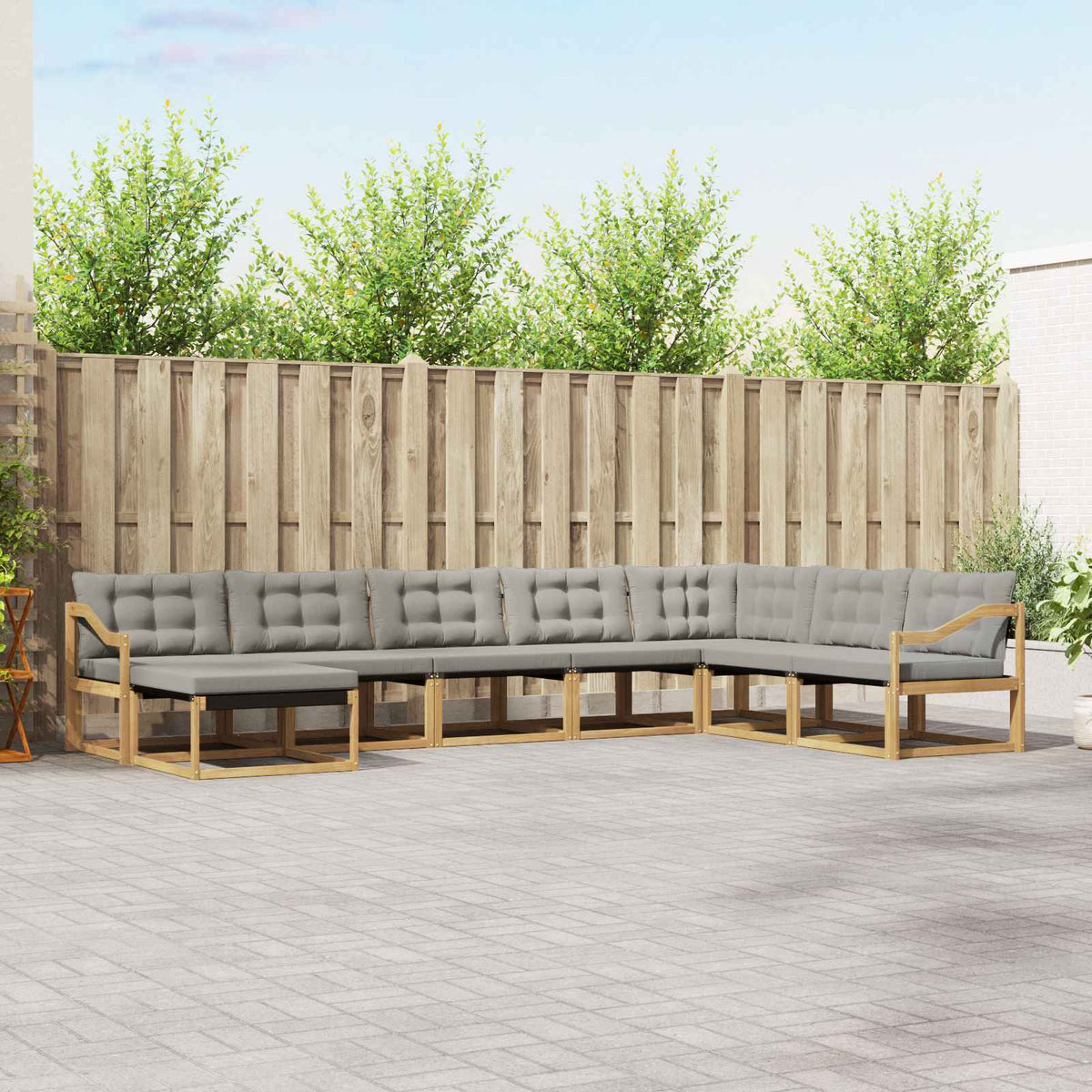 Set vanjskih sofa 8 kom. Bijela i svjetlosiva 404 x 245,5 x 73 cm