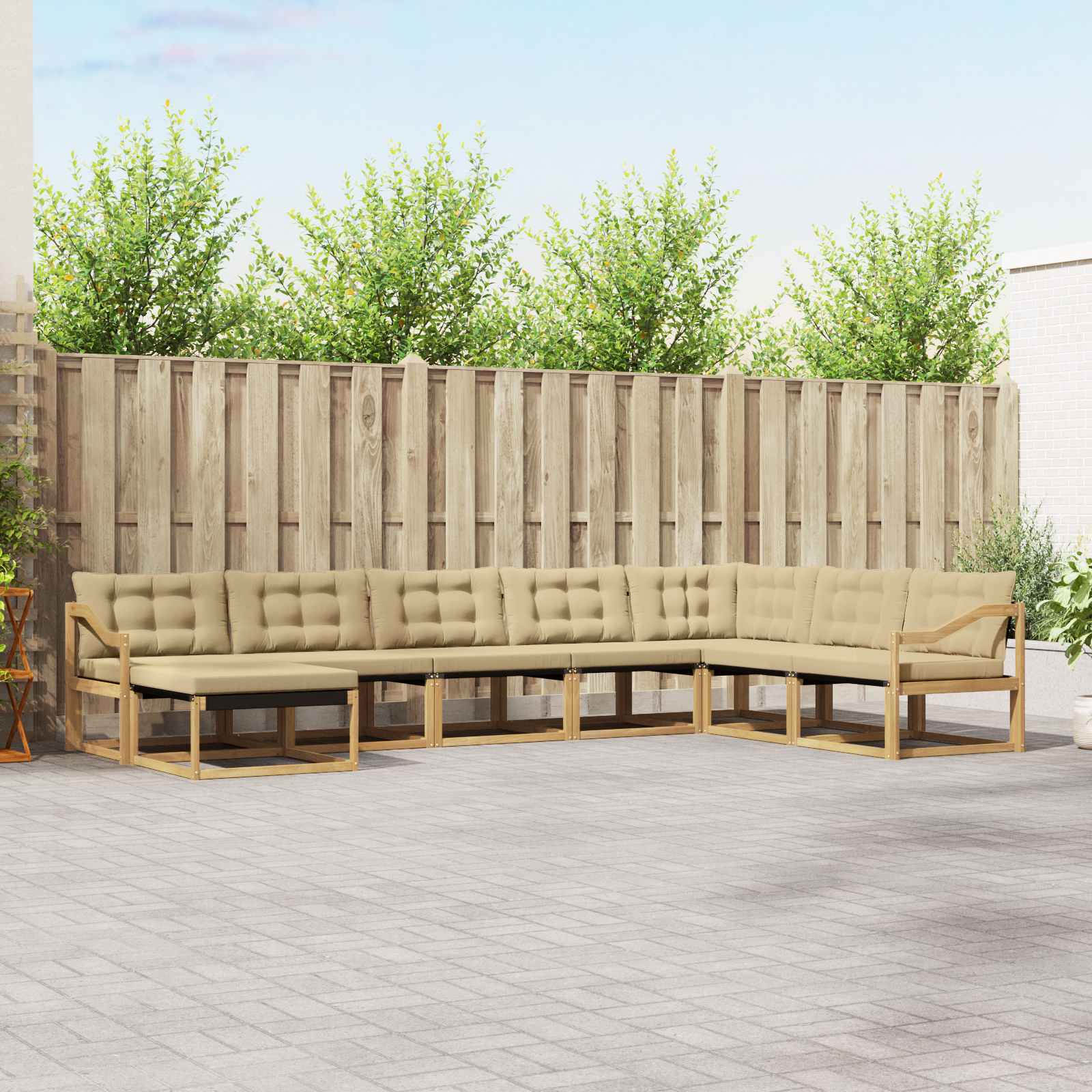 Set vanjskih sofa s jastukom 8 pcs Bijela i bež