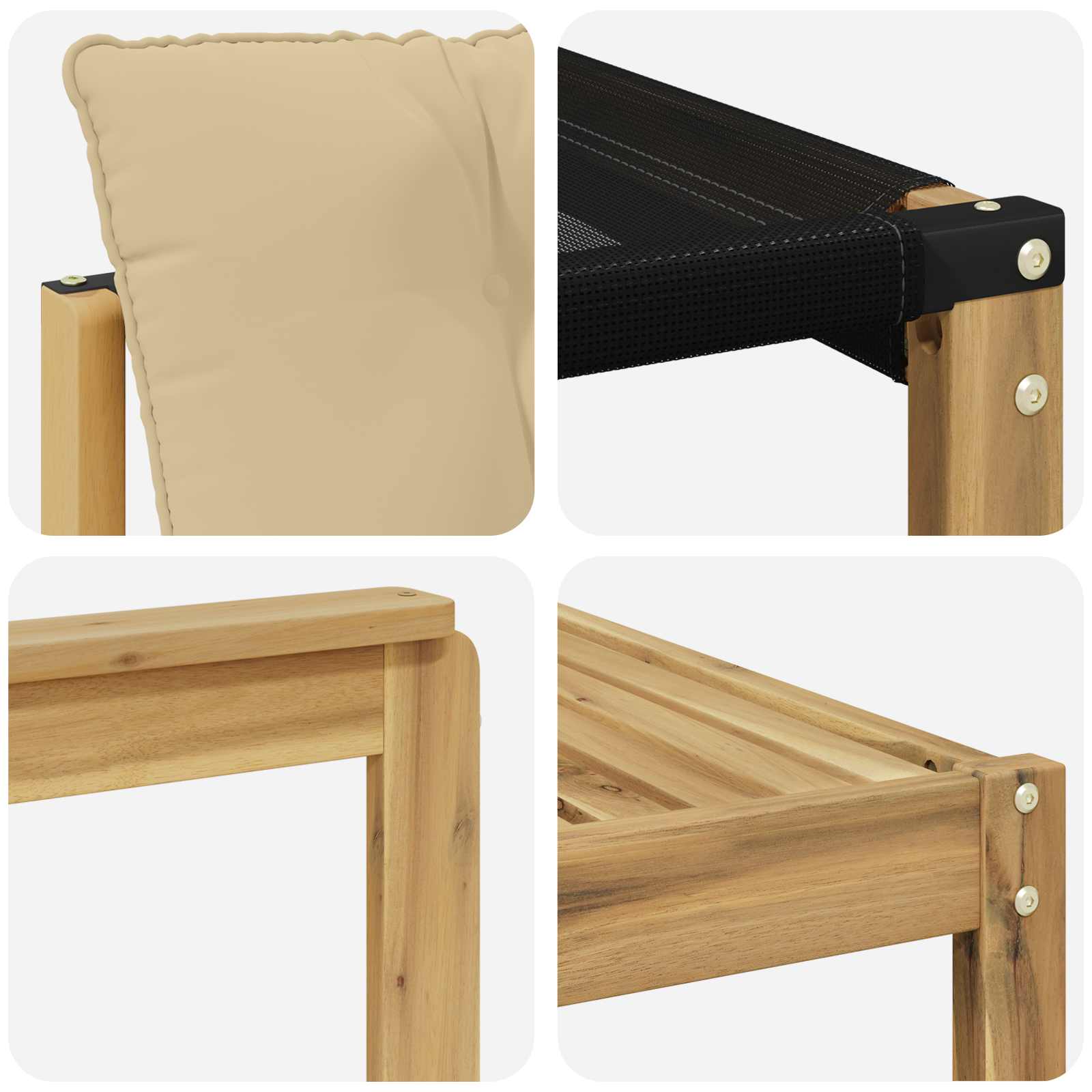 Set vanjskih sofa 9 pcs Bijela i bež Čvrsto drvo akacije