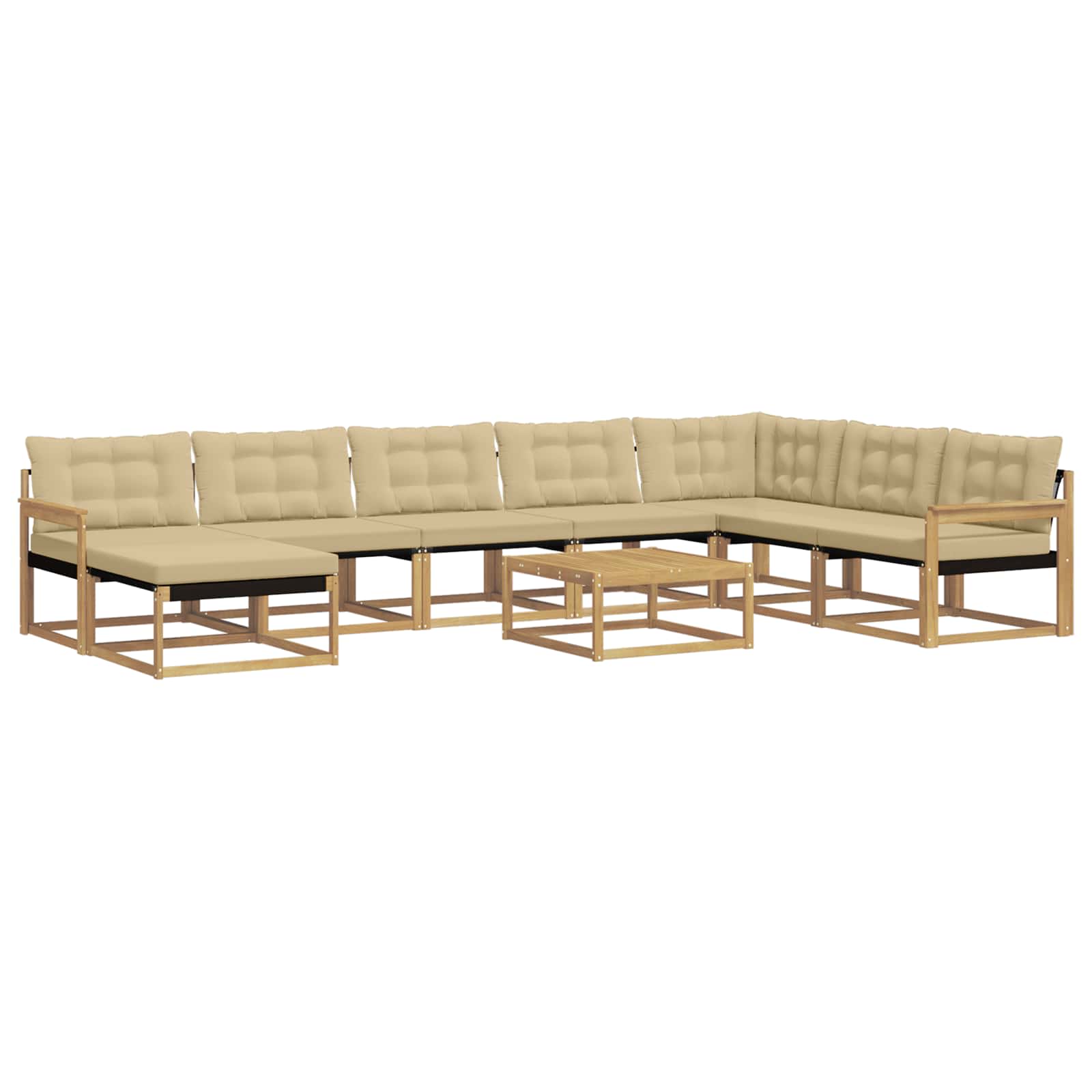 Set vanjskih sofa 9 pcs Bijela i bež Čvrsto drvo akacije