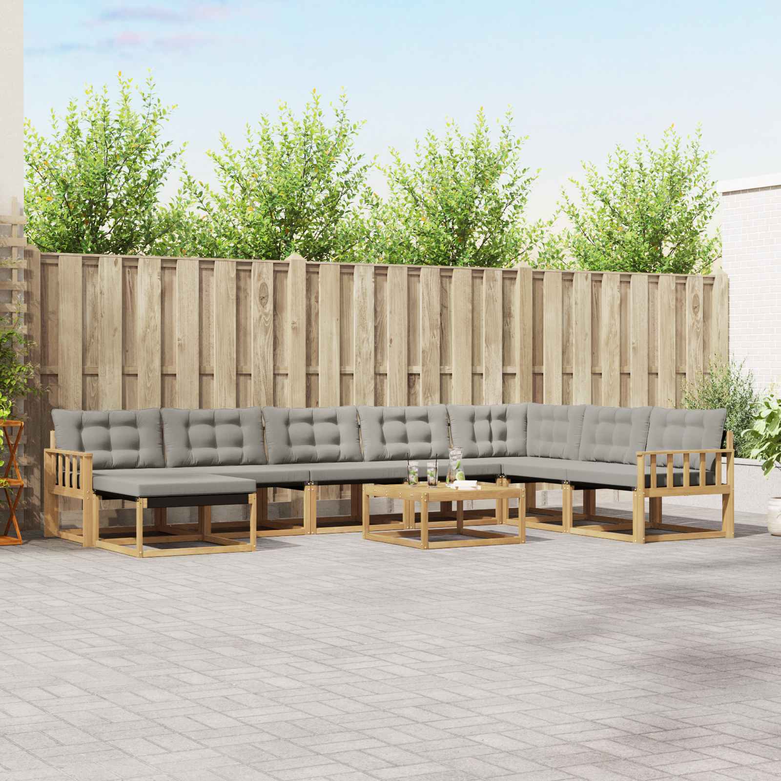 Set vanjskih sofa 9 pcs Bijela i svjetlosiva