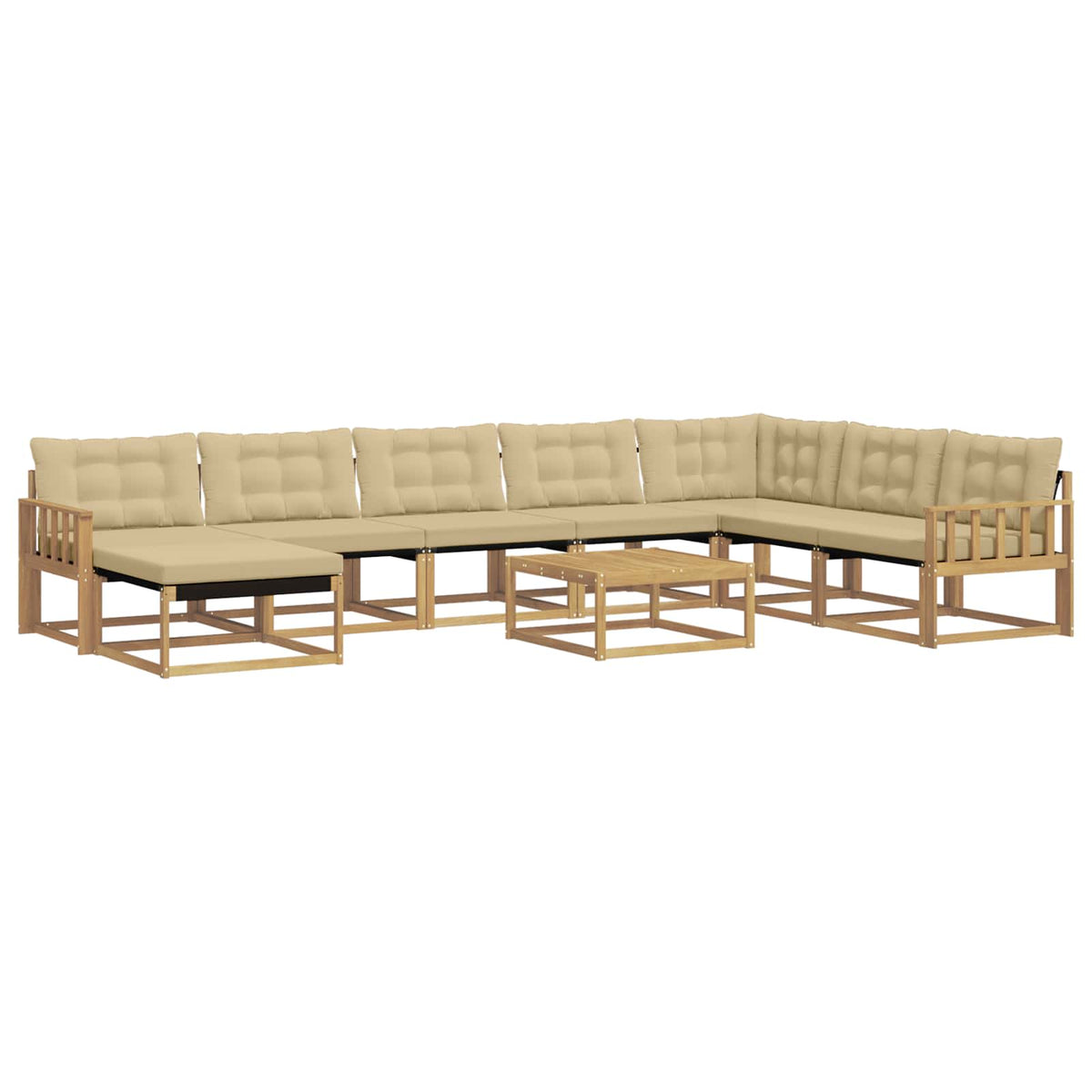 Set vanjskih sofa 9 kom. Bijela i bež Čvrsto drvo akacije