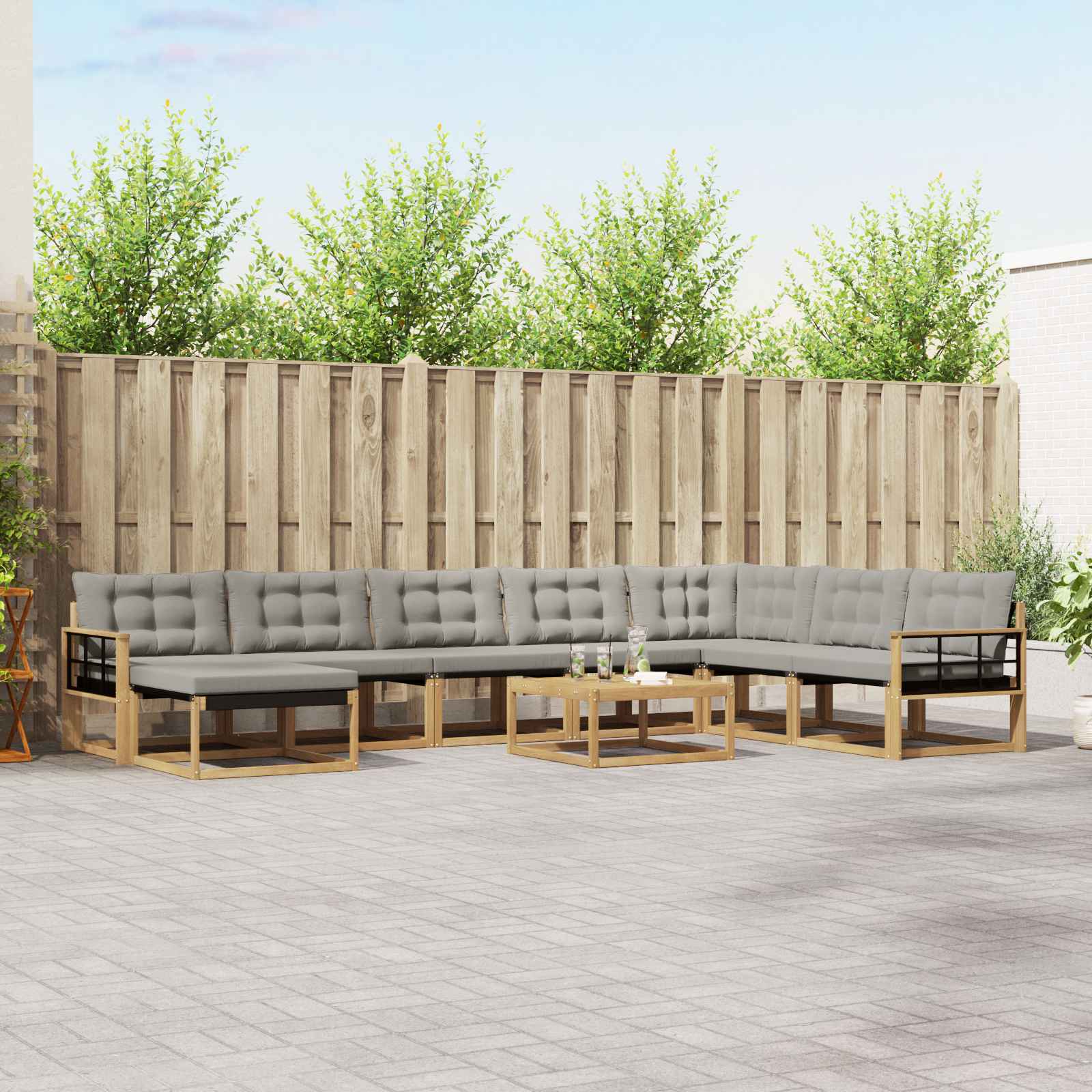 Set vanjskih sofa 9 pcs Bijela i svjetlosiva 79 x 79 x 37 cm
