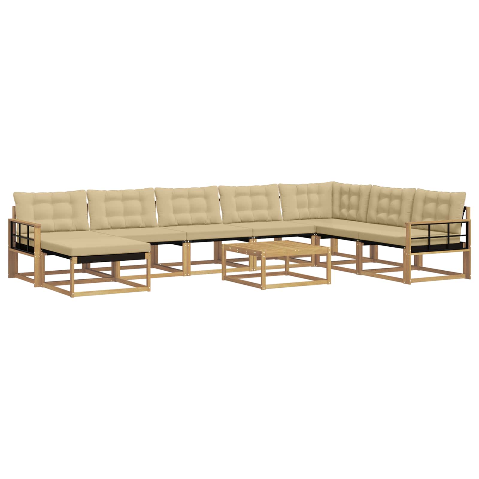 Set vanjskih sofa 9 pcs Bijela i bež Čvrsto drvo akacije