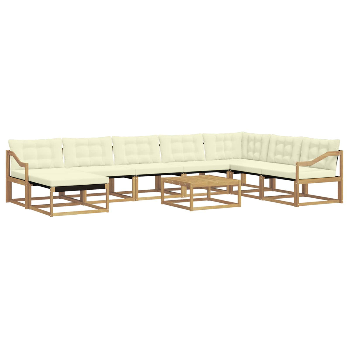 Set vanjskih sofa 9 kom. Bijela i krem Čvrsto drvo akacije