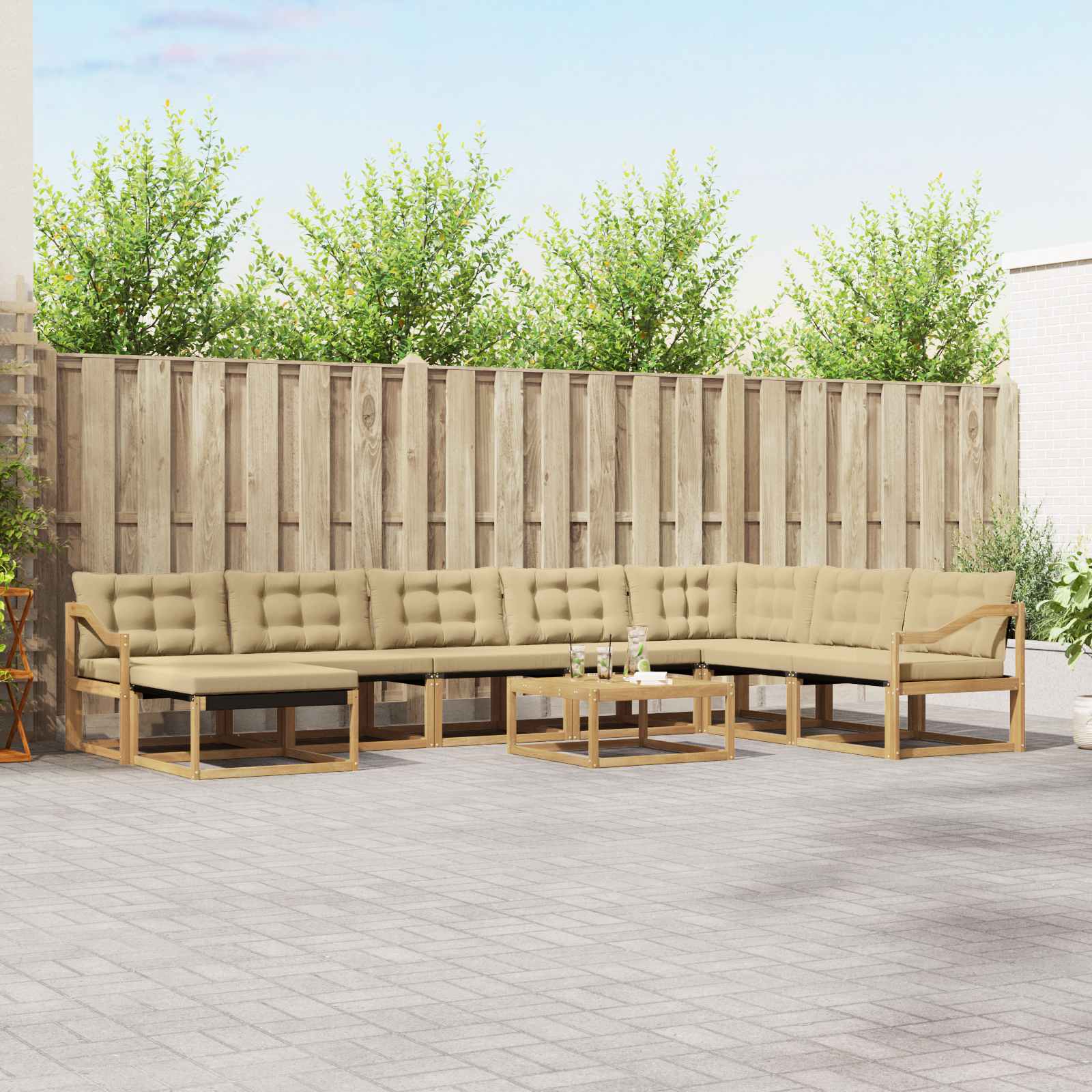 Set vanjskih sofa 9 pcs Bijela i bež 79 x 79 x 37 cm