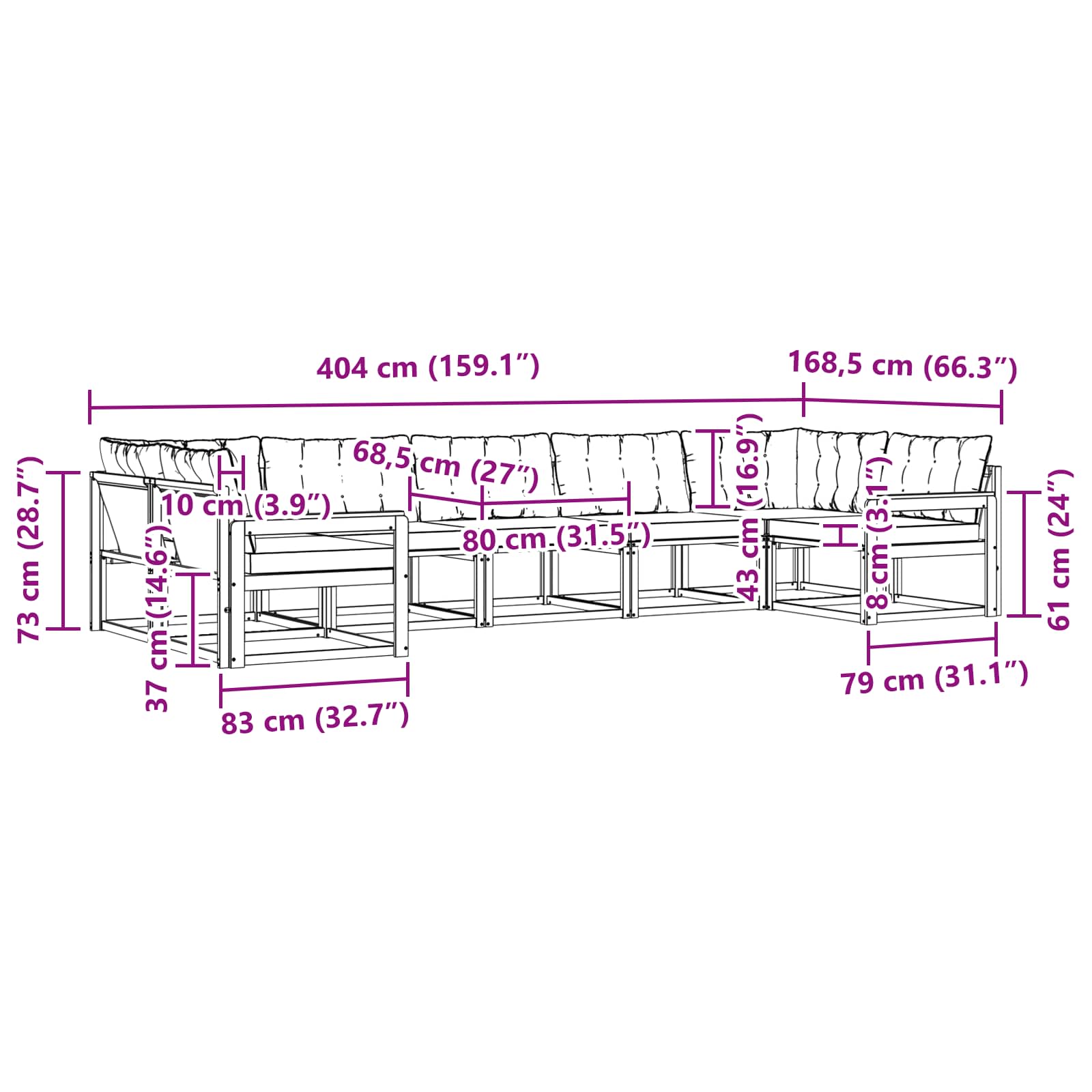 Set vanjskih sofa s jastukom 7 pcs Bijela i svjetlosiva