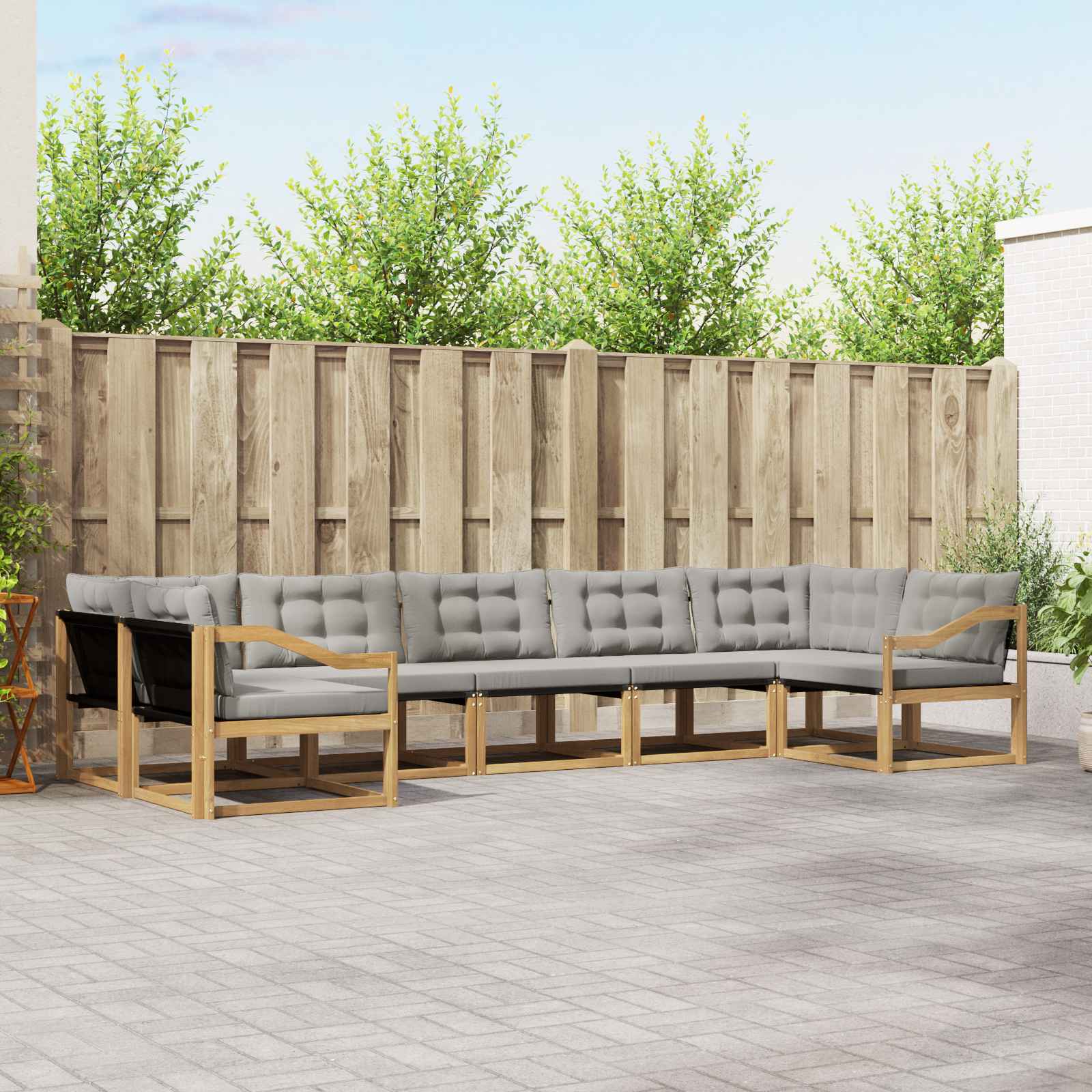 Set vanjskih sofa s jastukom 7 pcs Bijela i svjetlosiva