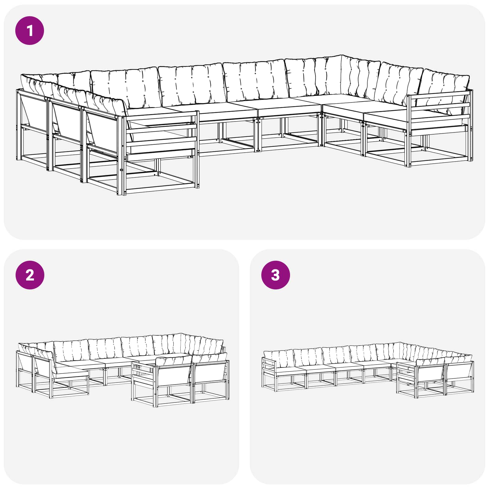 Set vanjskih sofa s jastukom 9 pcs Bijela i svjetlosiva