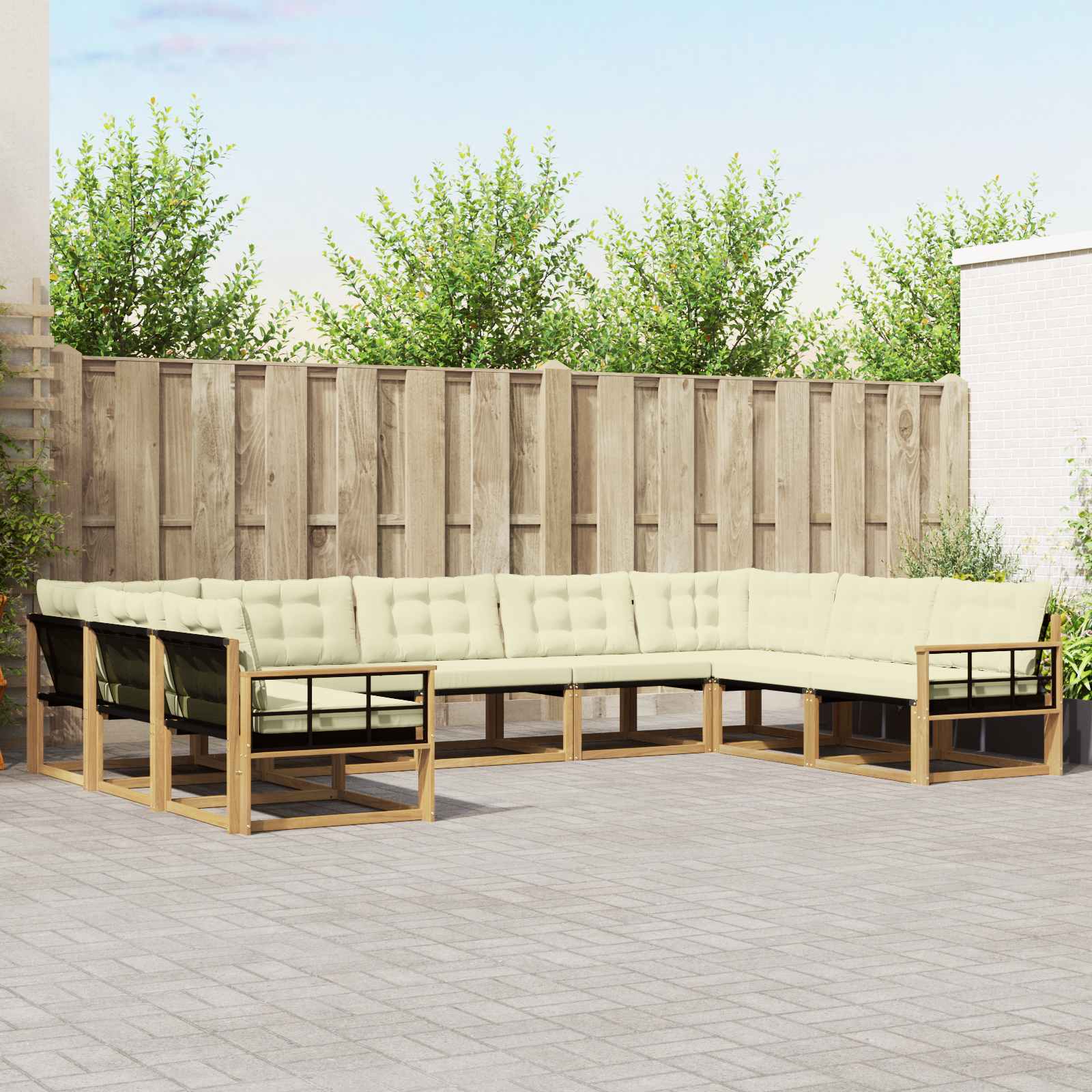 Set vanjskih sofa s jastukom 9 pcs Bijela i krem