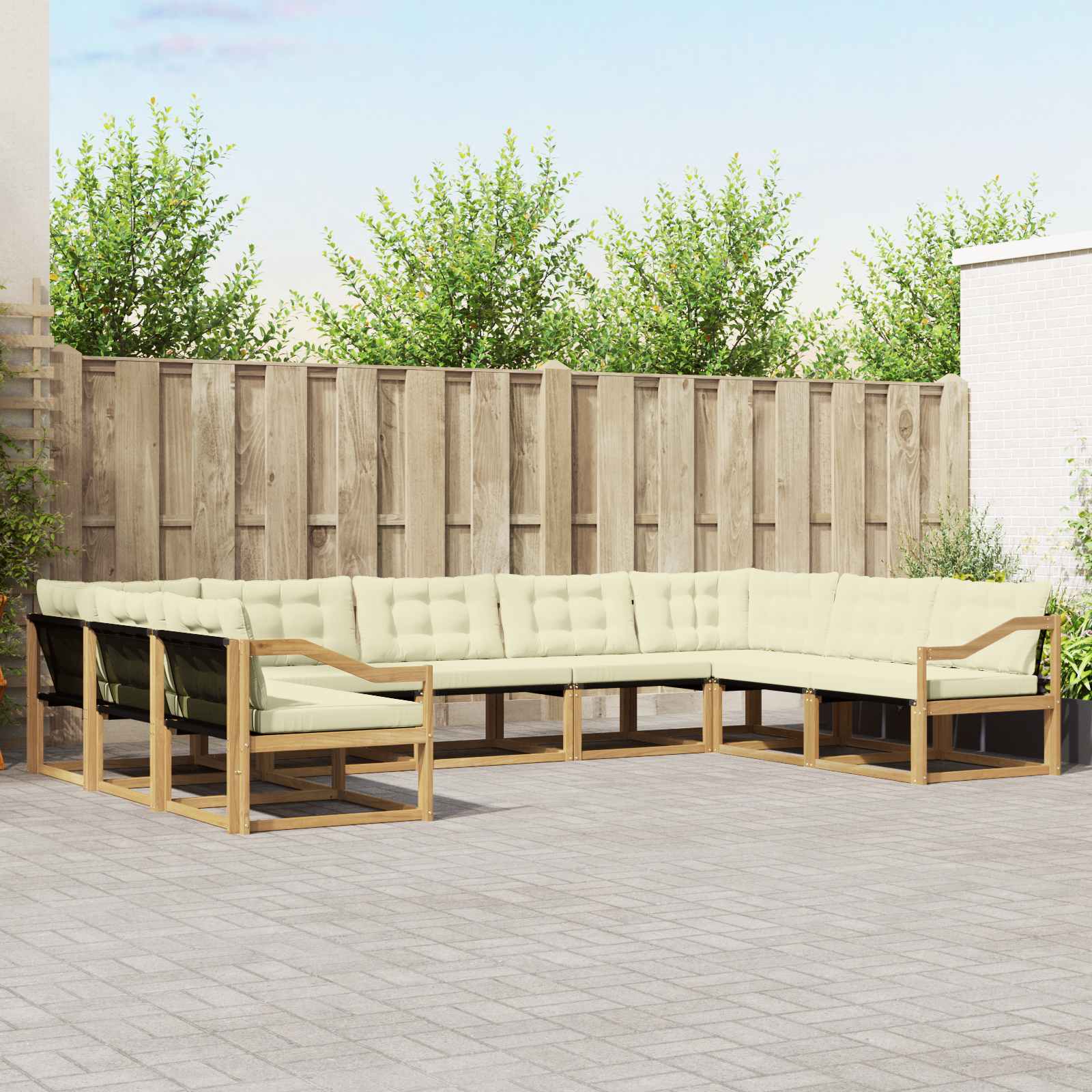 Set vanjskih sofa s jastukom 9 pcs Bijela i krem