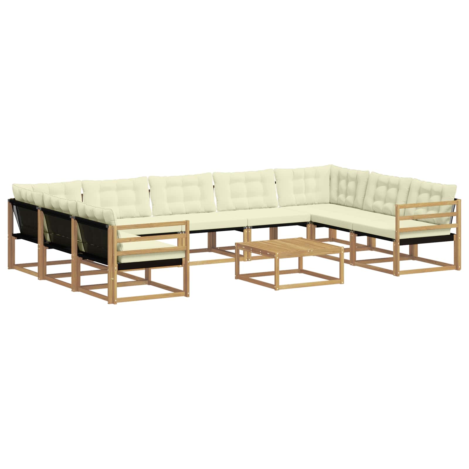 Set vanjskih sofa s jastukom 10 pcs Bijela i krem