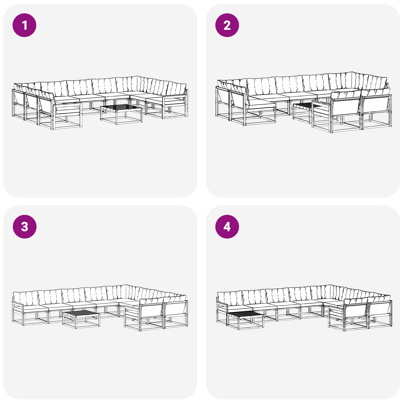 Set vanjskih sofa s jastukom 10 pcs Bijela i svjetlosiva
