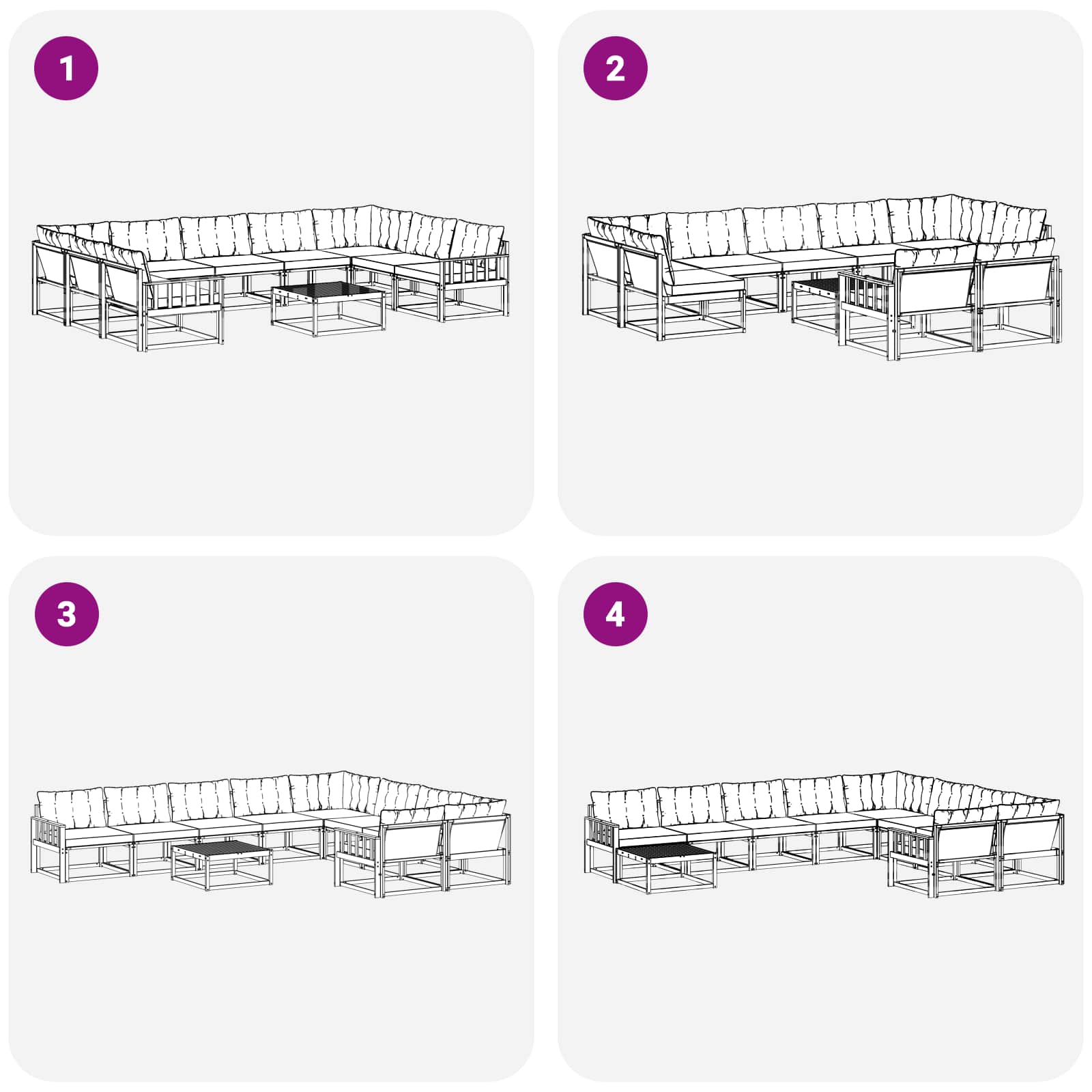 Set vanjskih sofa s jastukom 10 pcs Bijela i crna