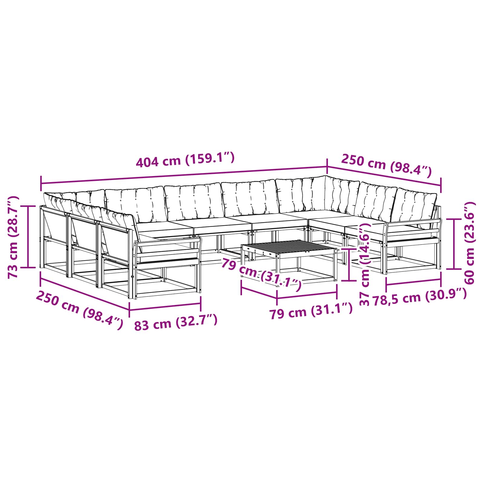 Set vanjskih sofa s jastukom 10 pcs Bijela i krem