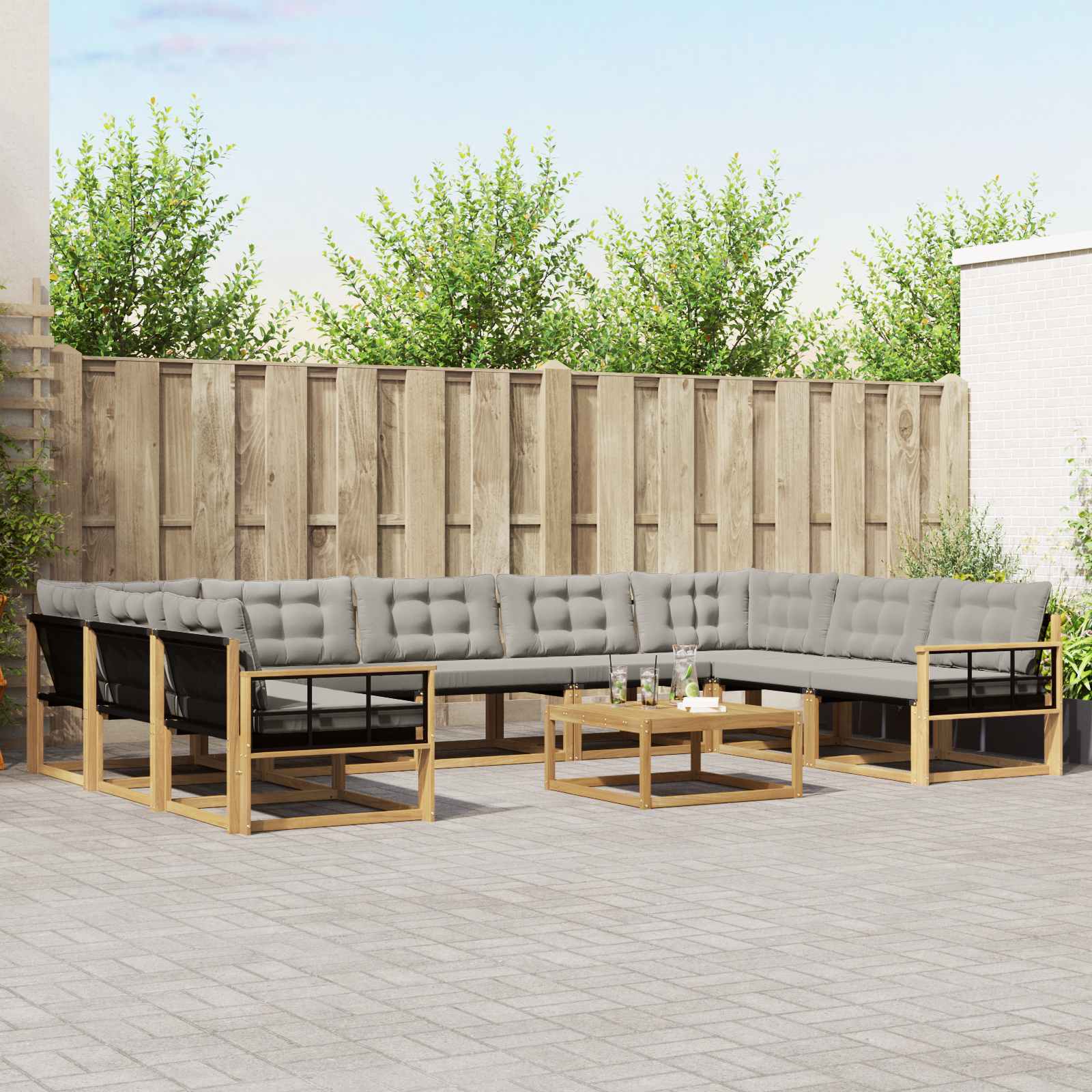 Set vanjskih sofa s jastukom 10 pcs Bijela i svjetlosiva