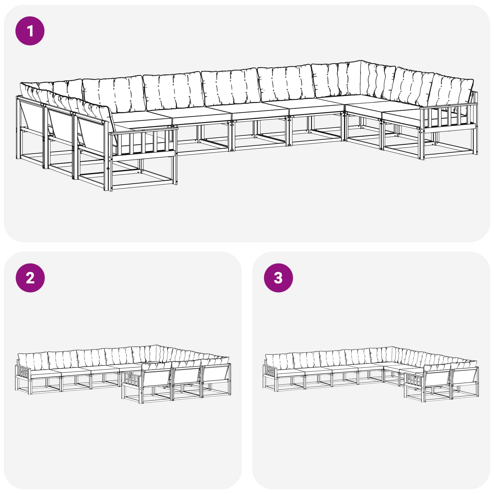 Set vanjskih sofa s jastukom 10 pcs Bijela i crna