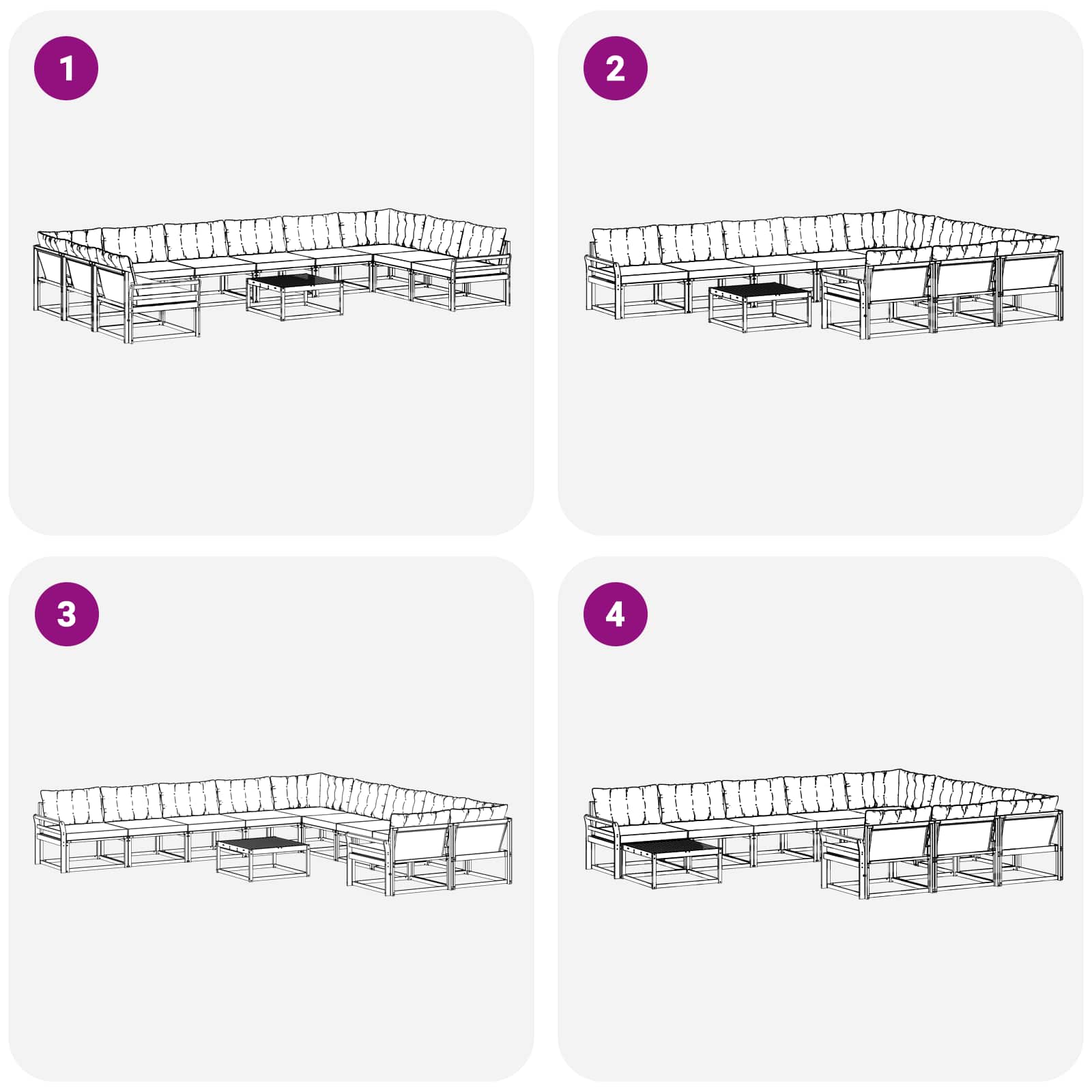 Set vanjskih sofa s jastukom 11 pcs Bijela i svjetlosiva