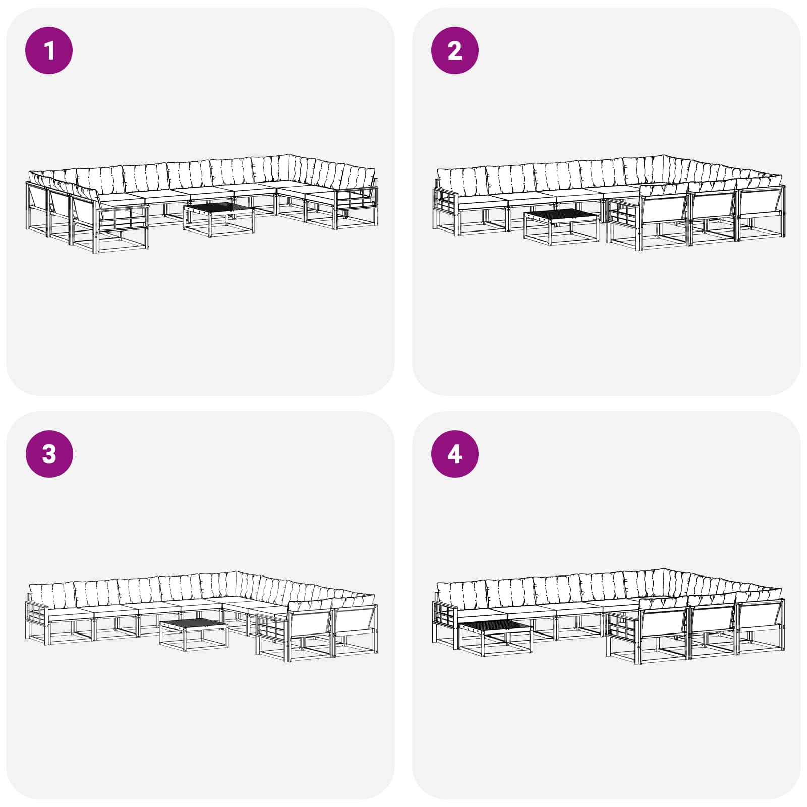 Set vanjskih sofa s jastukom 11 pcs Bijela i svjetlosiva