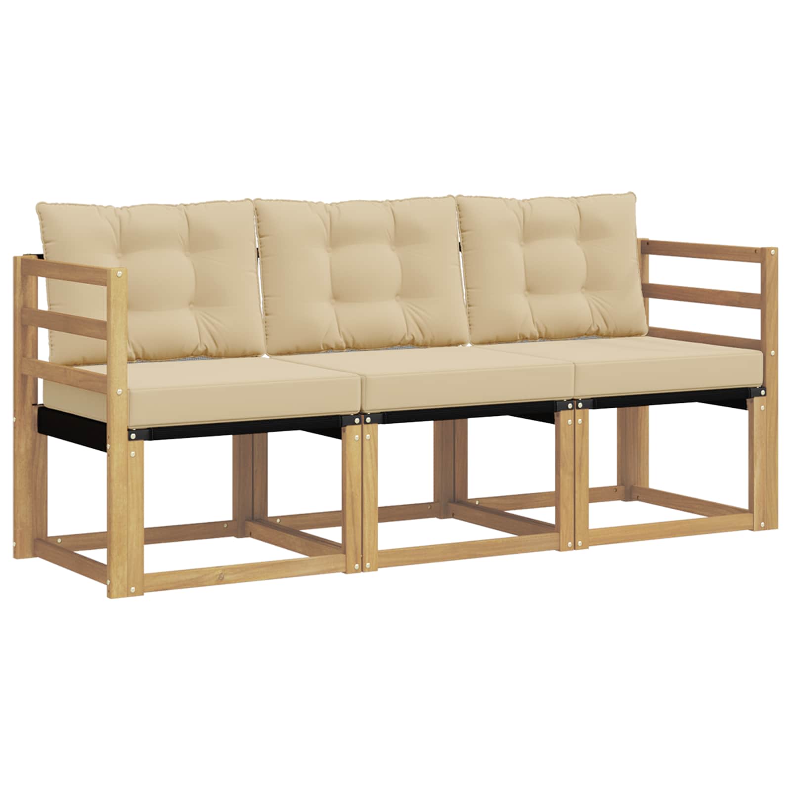 Set vanjskih sofa s jastukom 3 pcs Bijela i bež