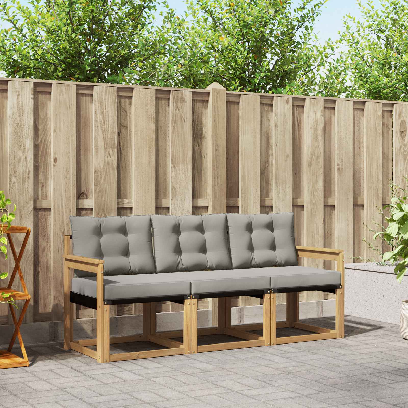 Set vanjskih sofa s jastukom 3 pcs Bijela i svjetlosiva