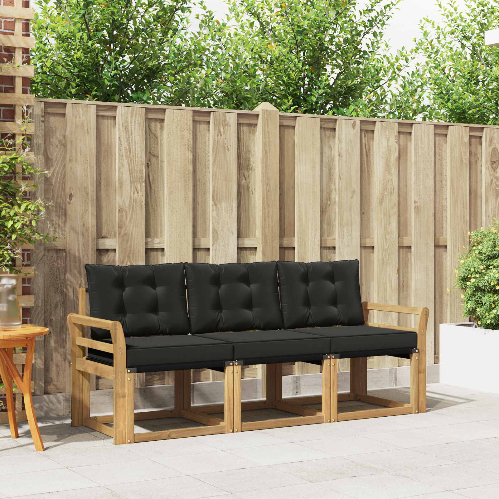Set vanjskih sofa s jastukom 3 pcs Bijela i crna