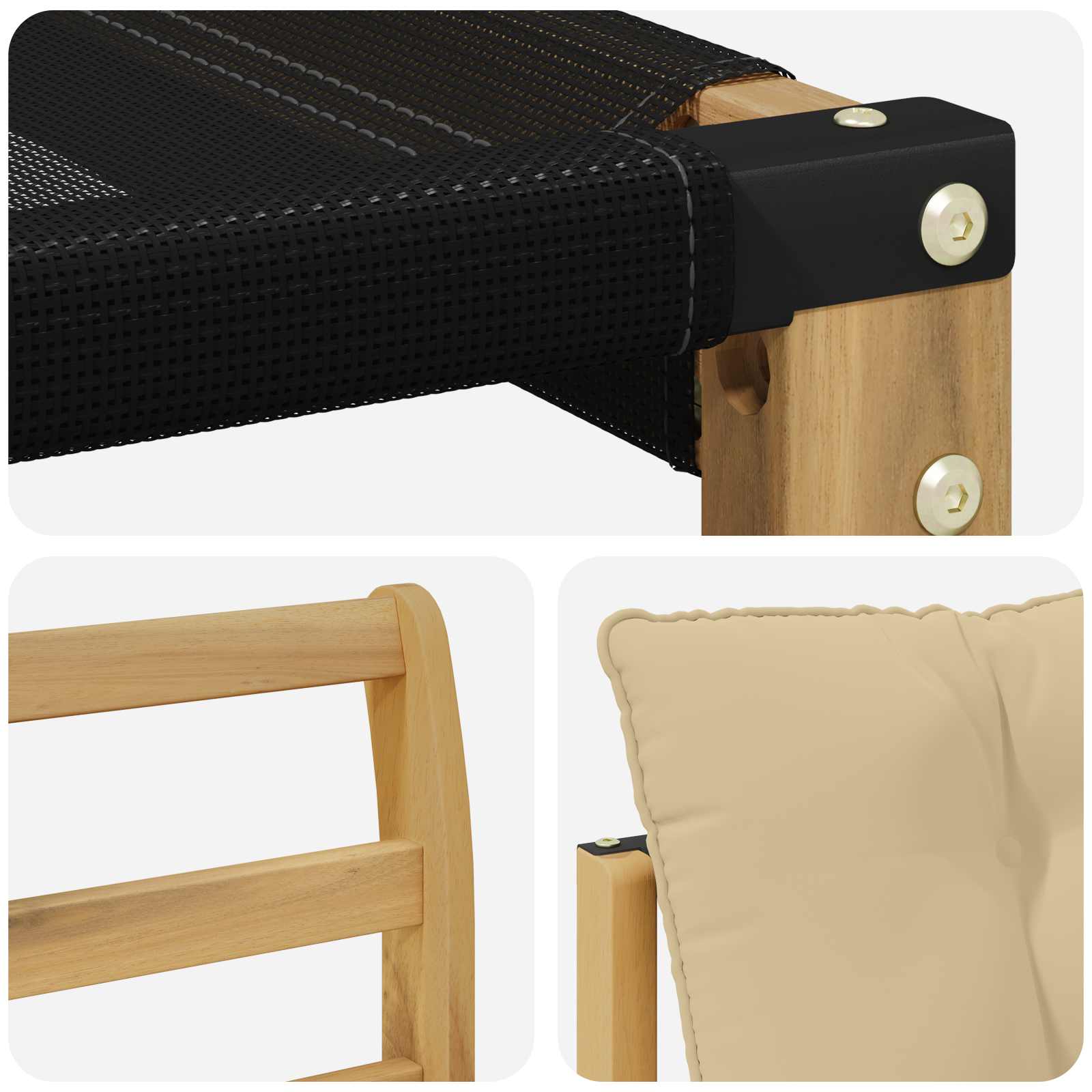 Set vanjskih sofa s jastukom 3 pcs Bijela i bež