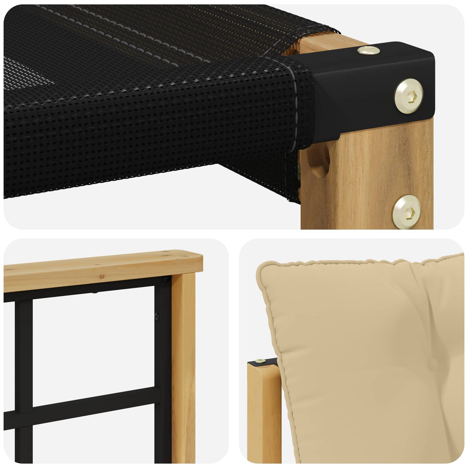 Set vanjskih sofa s jastukom 3 pcs Bijela i bež